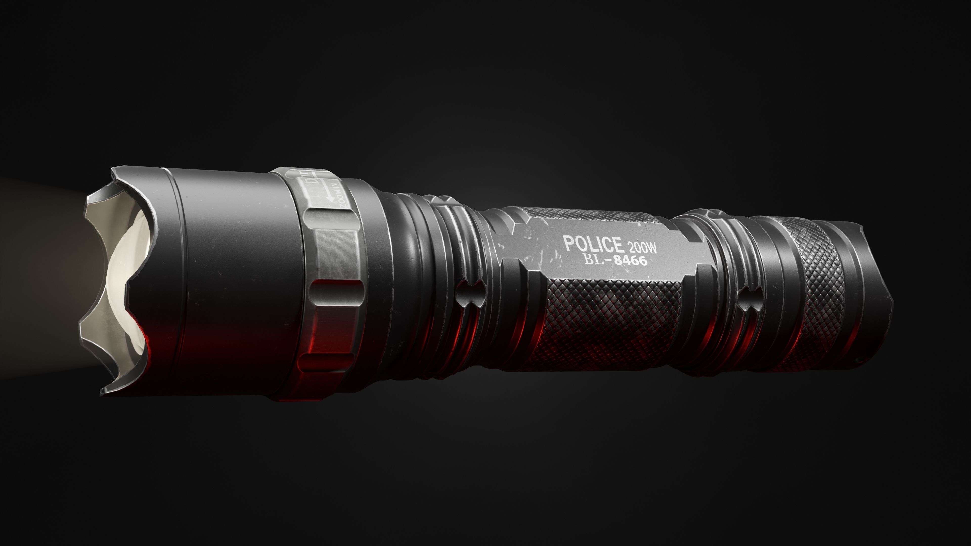 Old flashlight  Low-poly 3D model_3