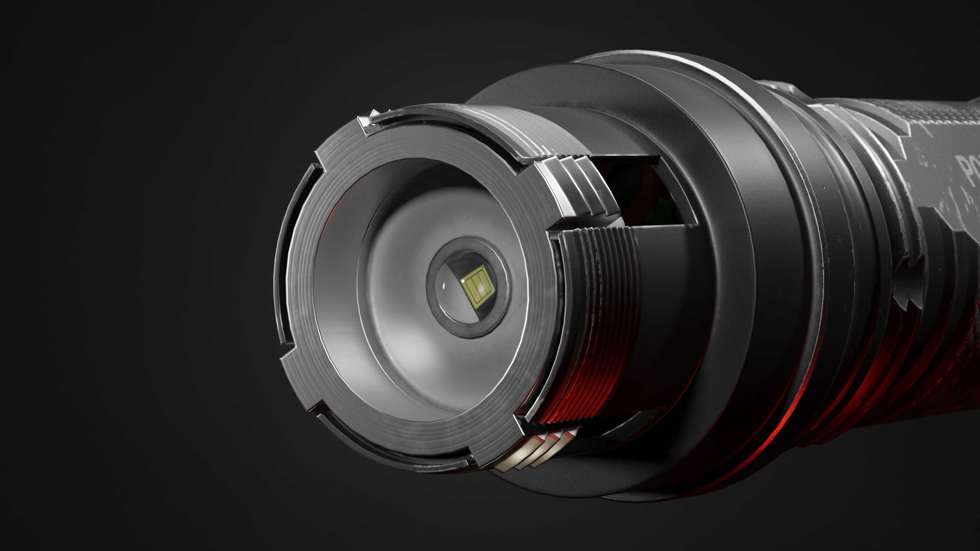 Old flashlight  Low-poly 3D model_12