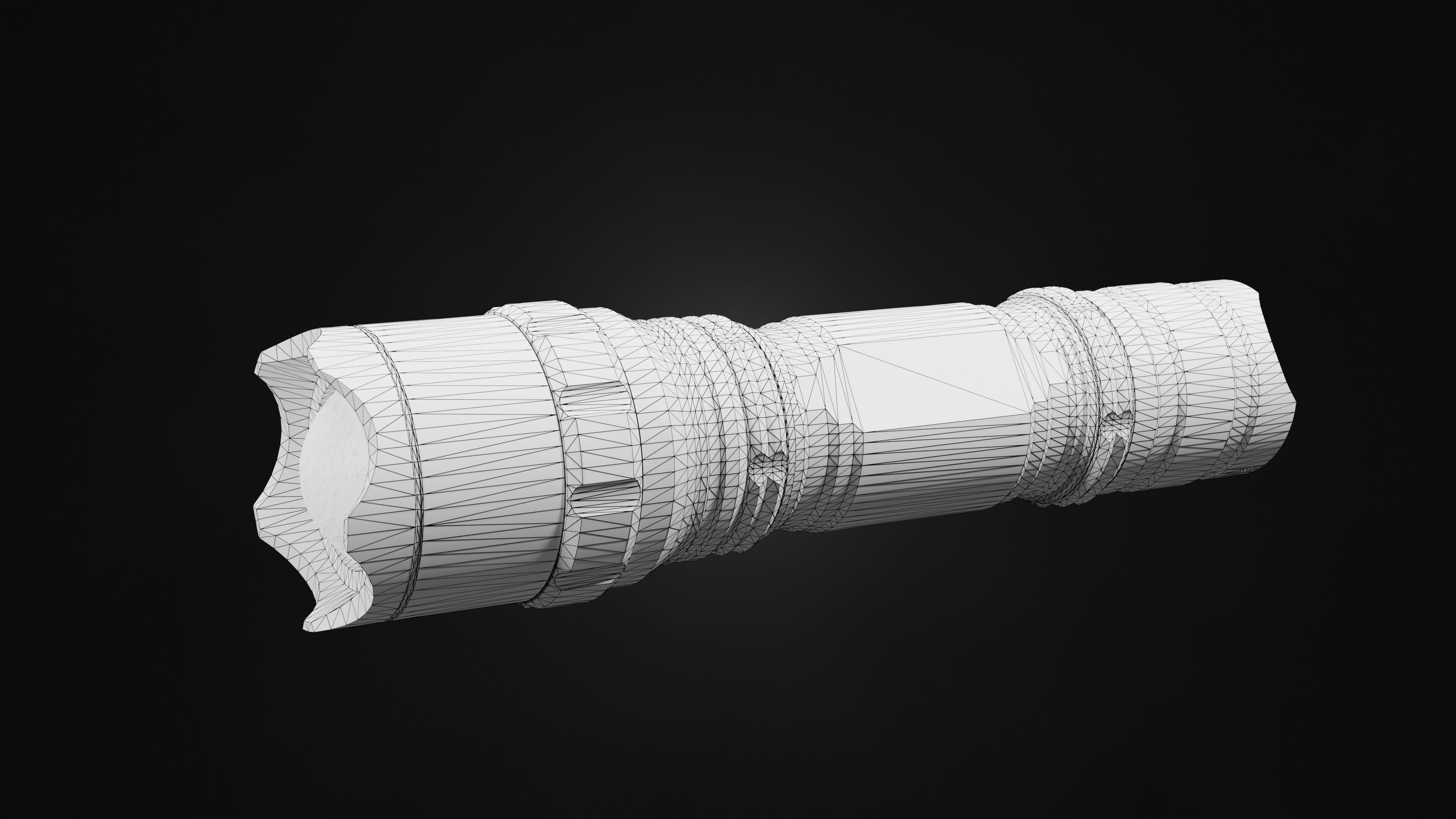 Old flashlight  Low-poly 3D model_15