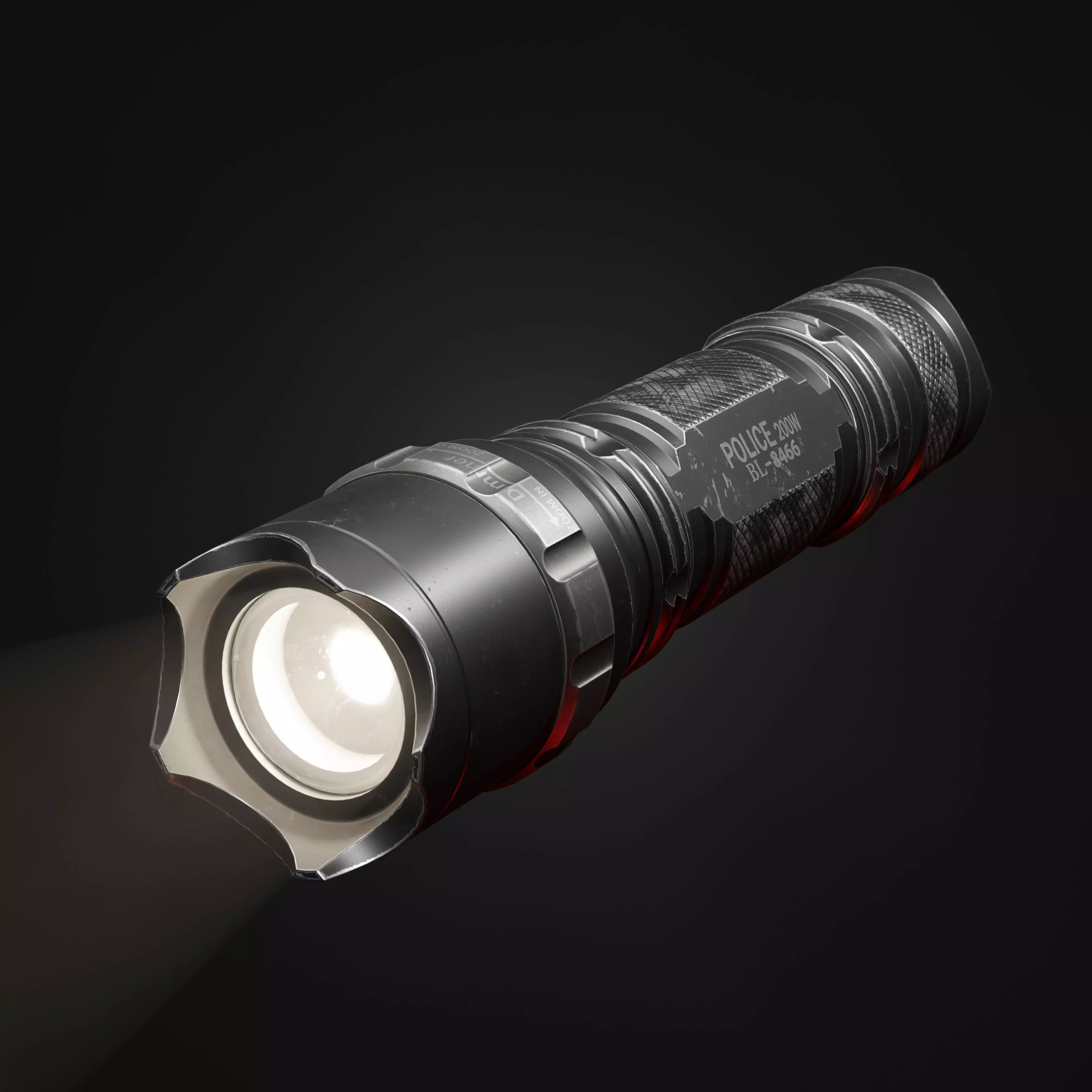 Old flashlight  Low-poly 3D model_0