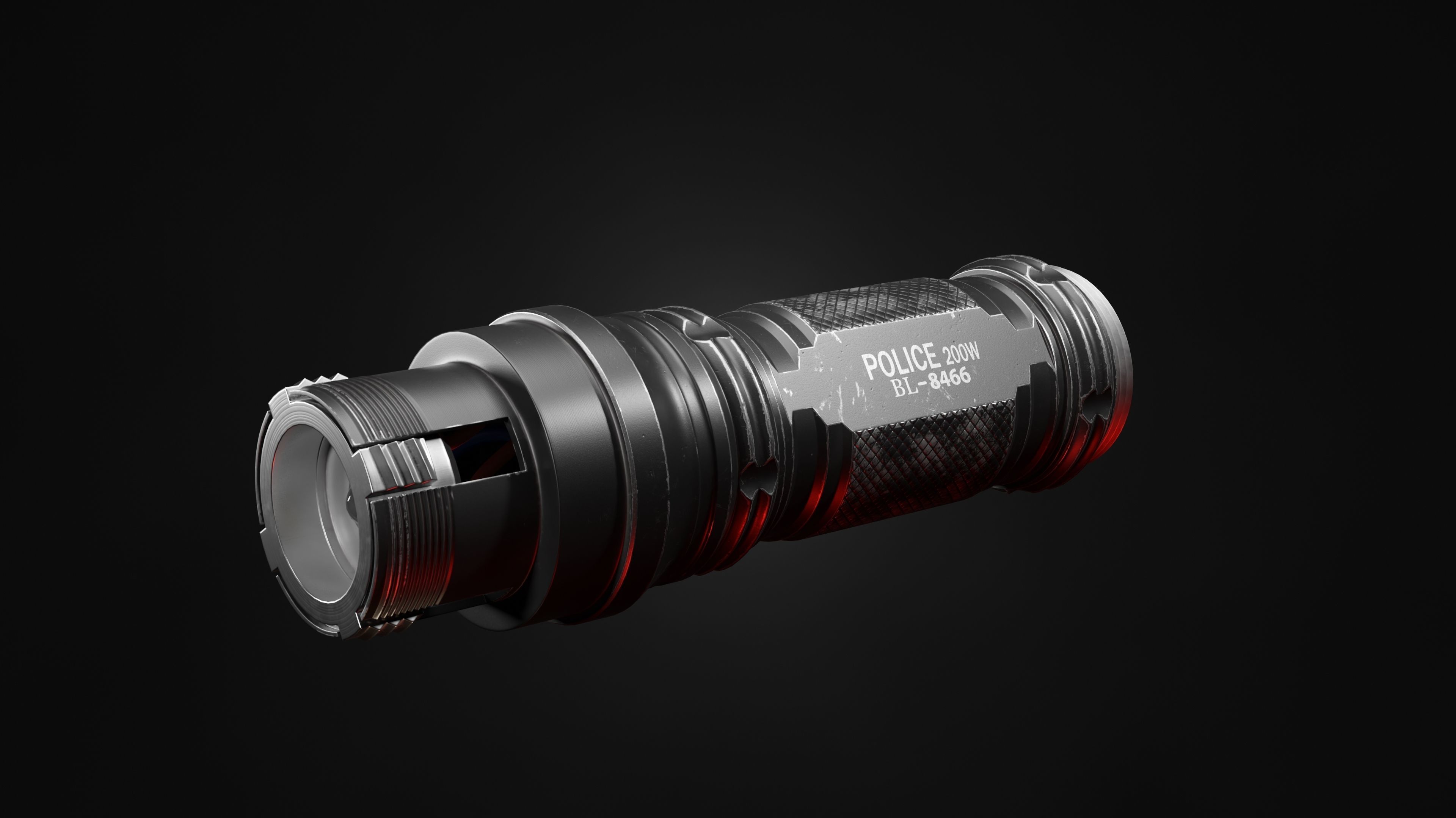 Old flashlight  Low-poly 3D model_11