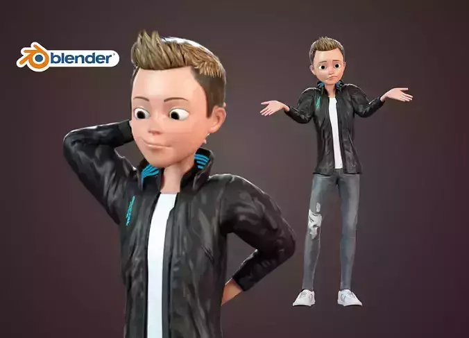 CARTOON BOY  - RIGGED Low-poly 3D model