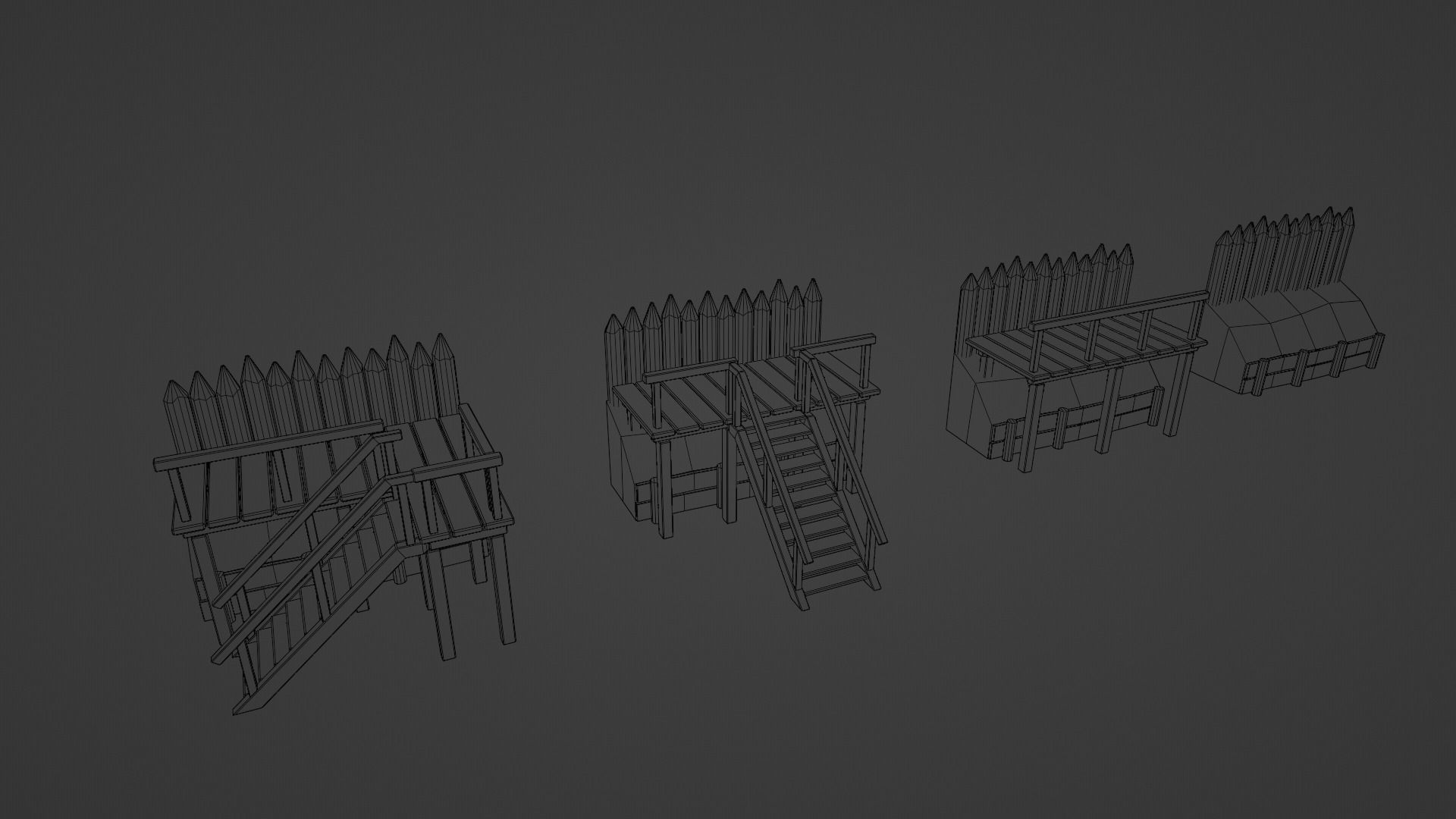 Palisade Low-poly 3D model_24