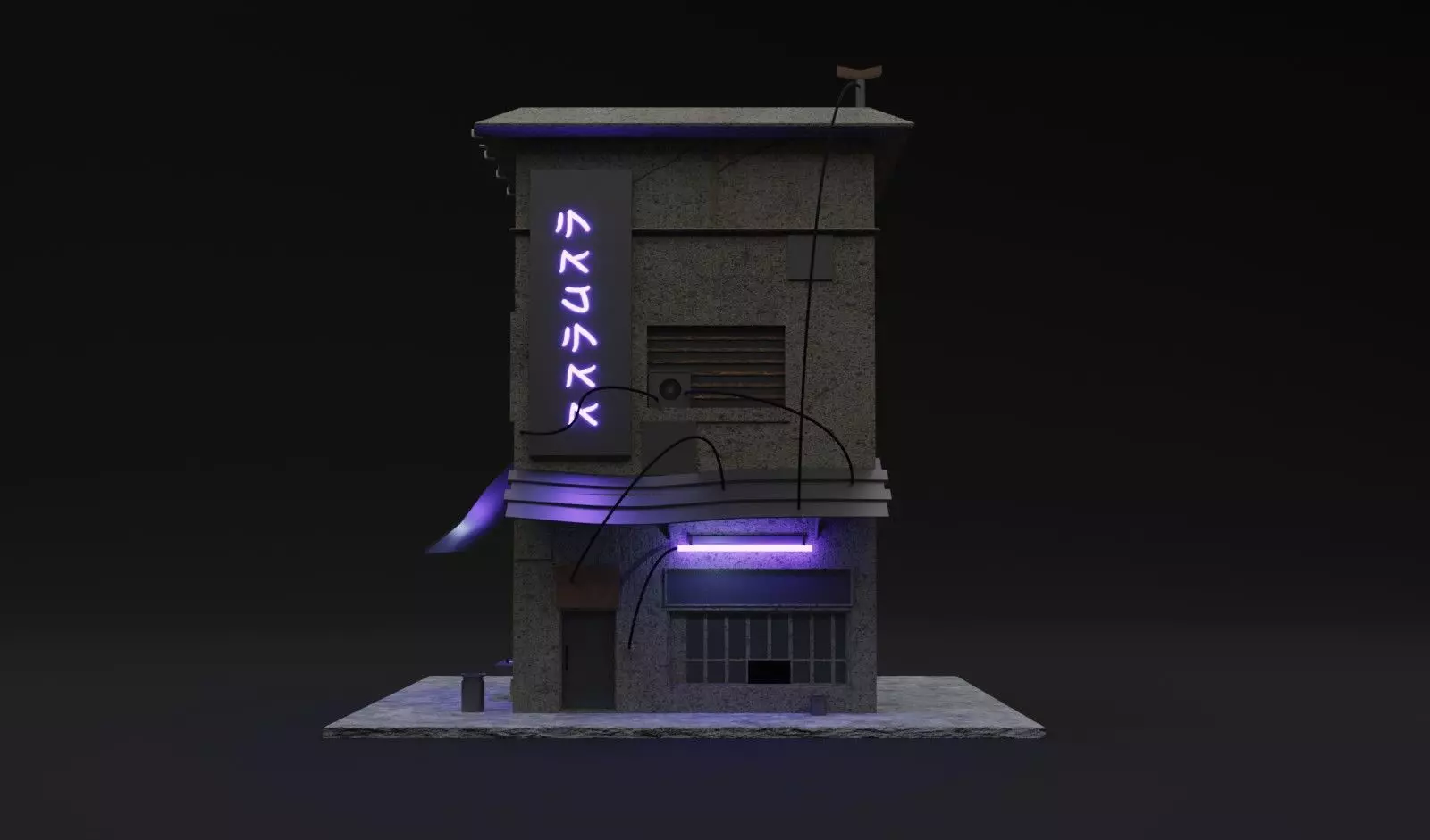 Cyberpunk Slum Building Free low-poly 3D model_0