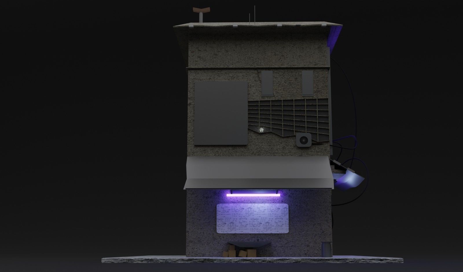 Cyberpunk Slum Building Free low-poly 3D model_1