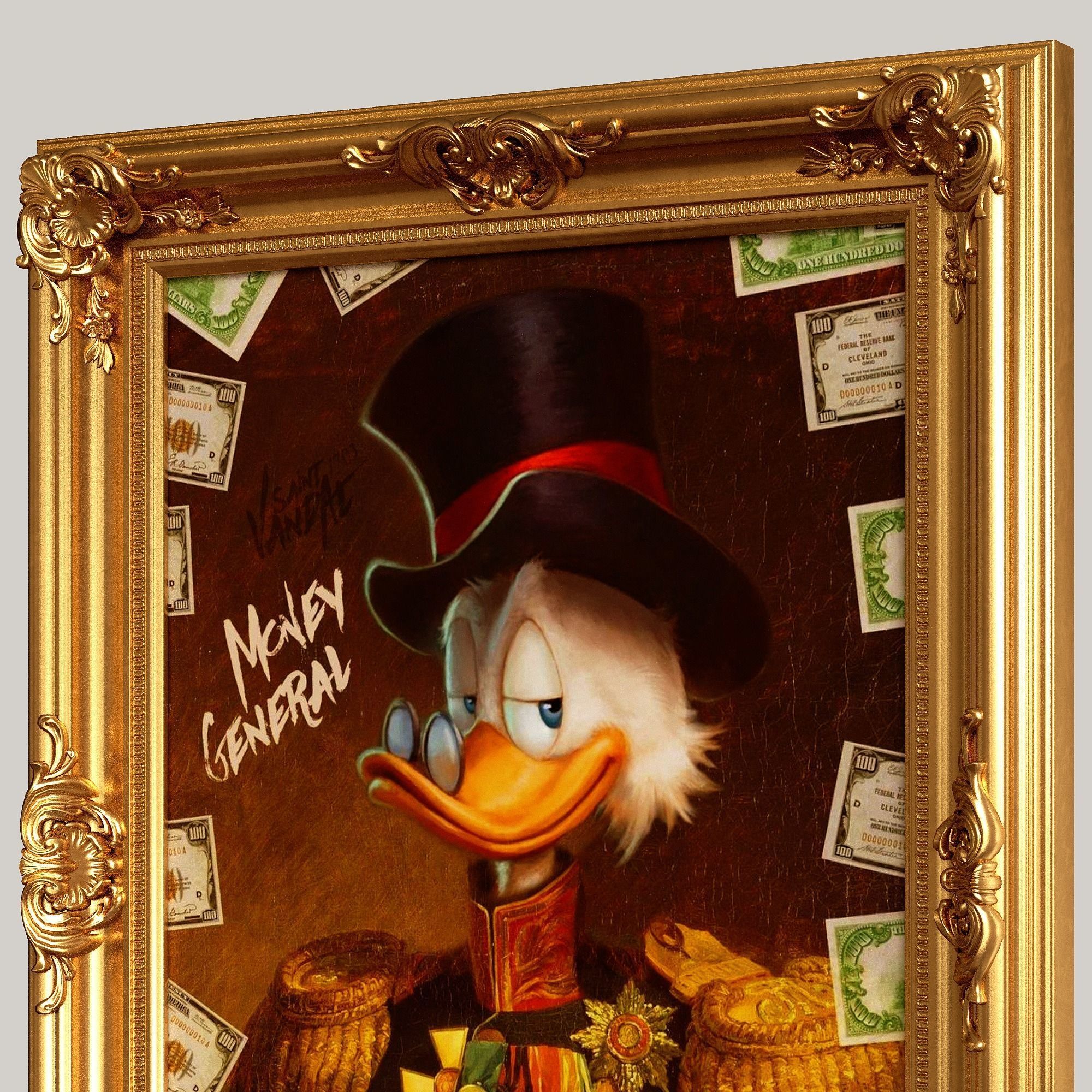 Classic gold frame with monograms Scrooge McDuck MONEY GENERAL 3D model_3