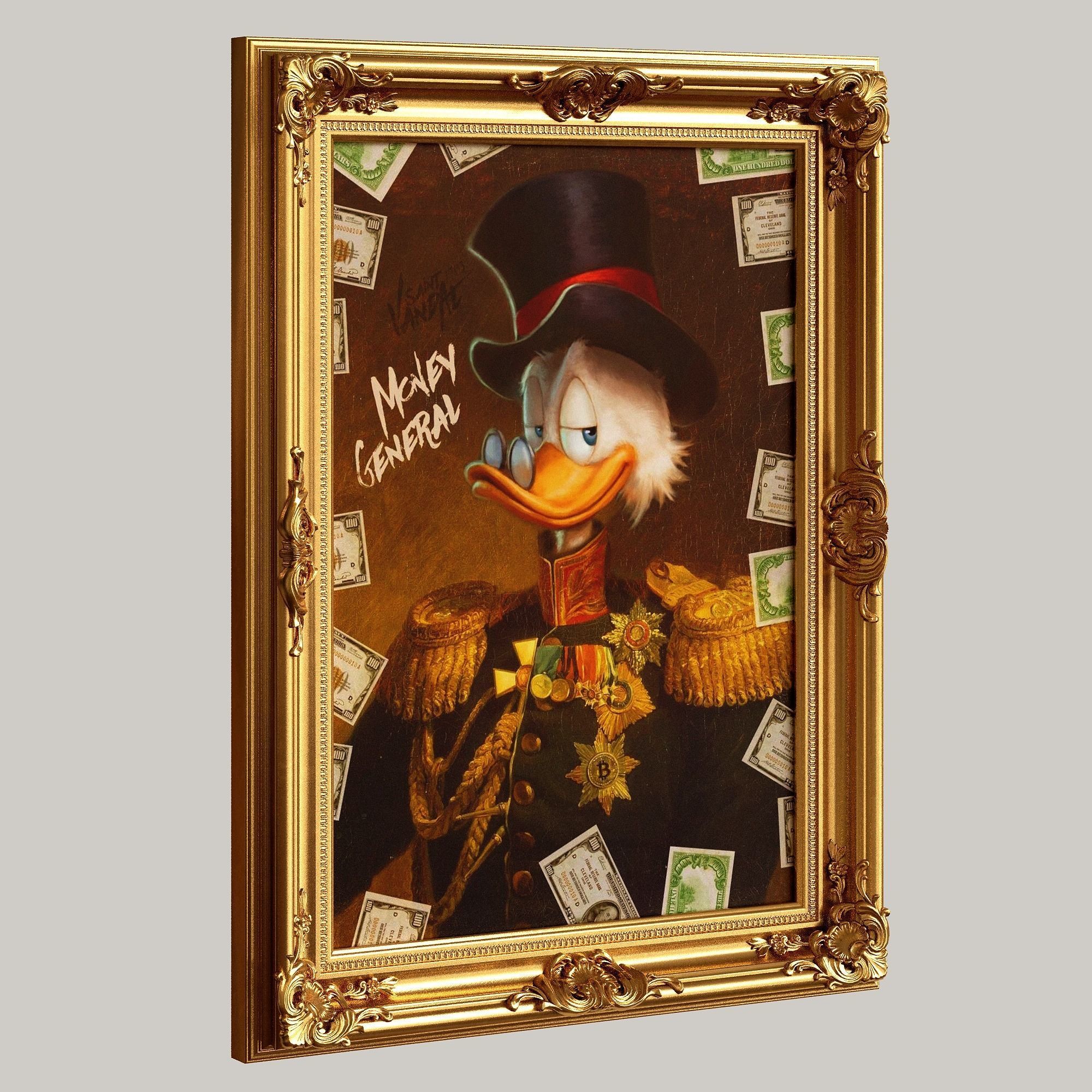 Classic gold frame with monograms Scrooge McDuck MONEY GENERAL 3D model_1
