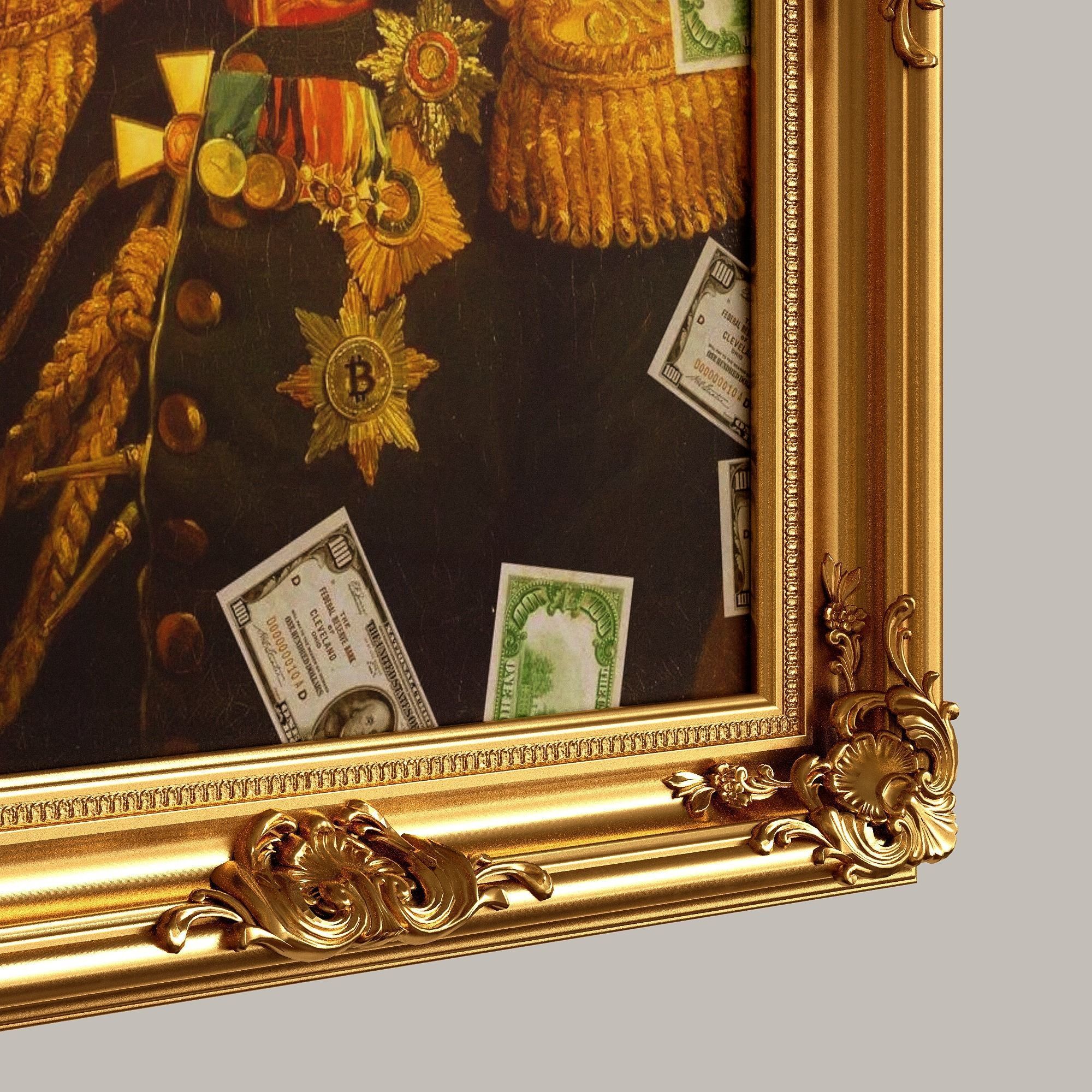 Classic gold frame with monograms Scrooge McDuck MONEY GENERAL 3D model_2