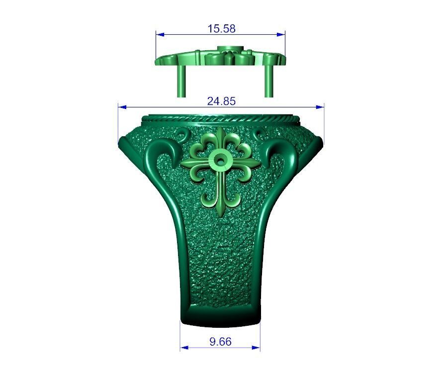 Ring religious christianity cross textured 3D print model_11