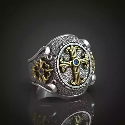 Ring religious christianity cross textured