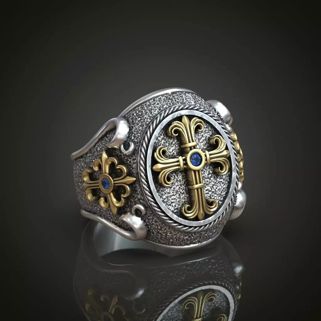 Ring religious christianity cross textured 3D print model_0