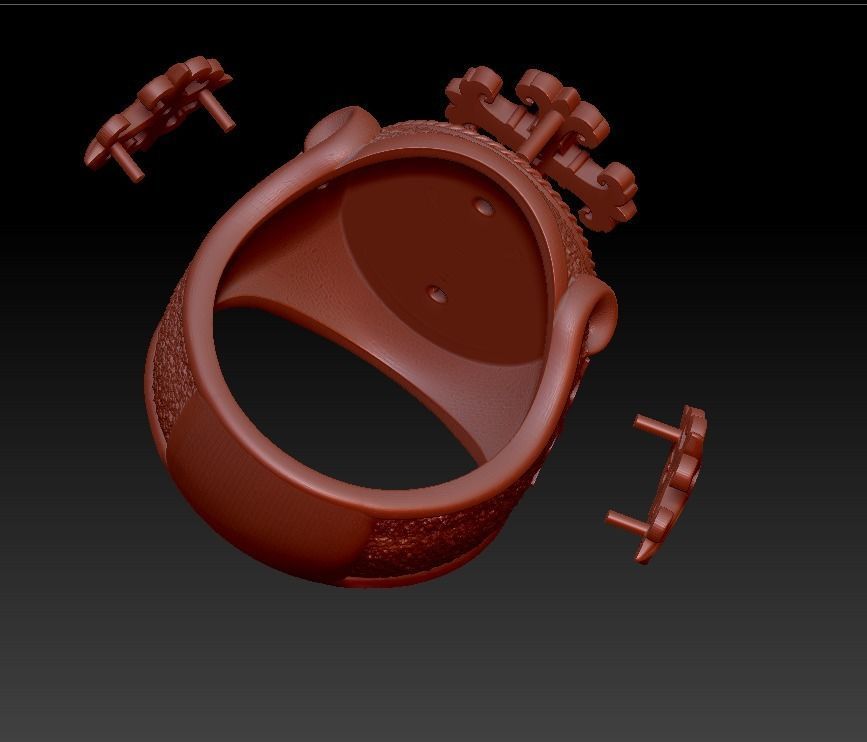 Ring religious christianity cross textured 3D print model_14