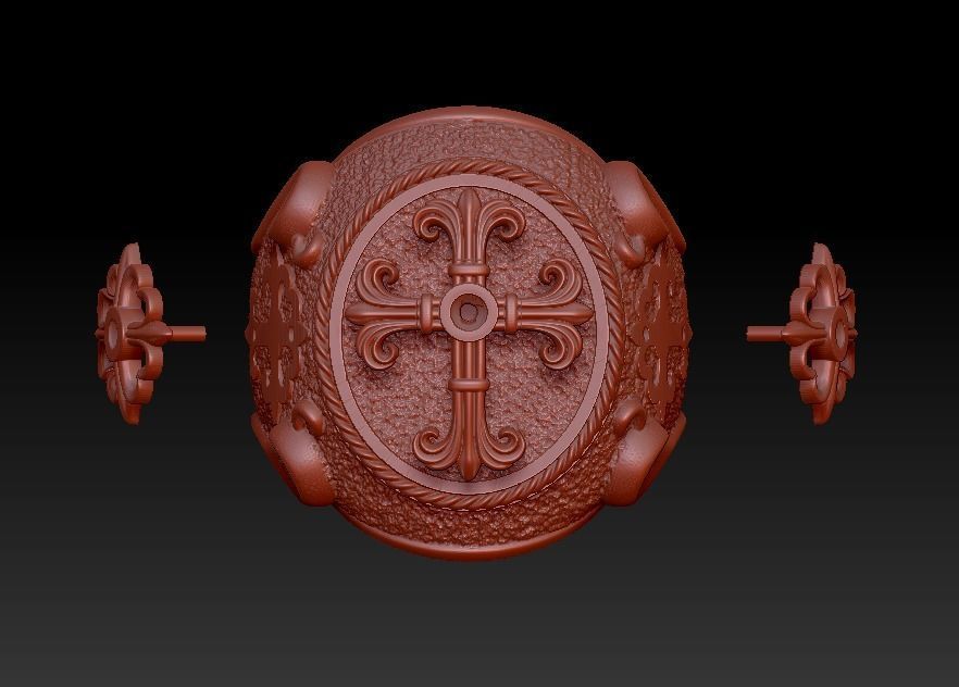 Ring religious christianity cross textured 3D print model_17