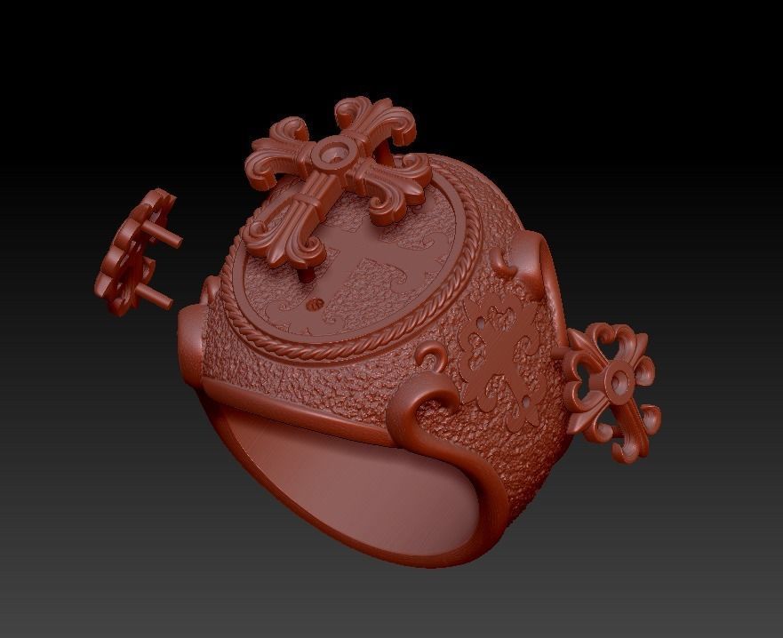 Ring religious christianity cross textured 3D print model_16