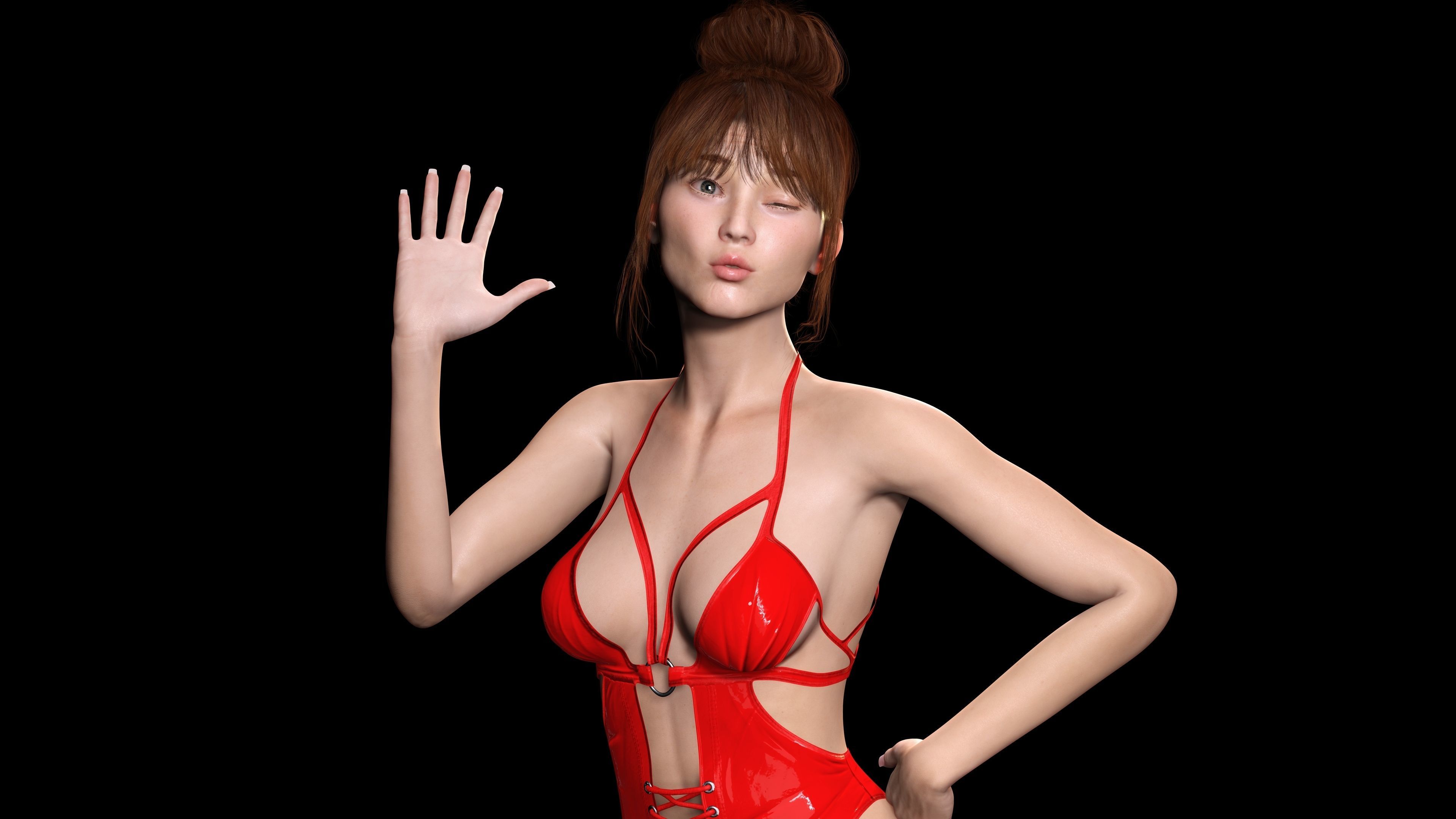 Mei Ling Realistic Asian Woman with Two Outfits Low-poly 3D model_7