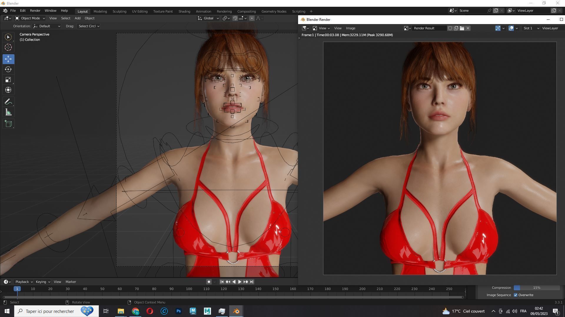 Mei Ling Realistic Asian Woman with Two Outfits Low-poly 3D model_38
