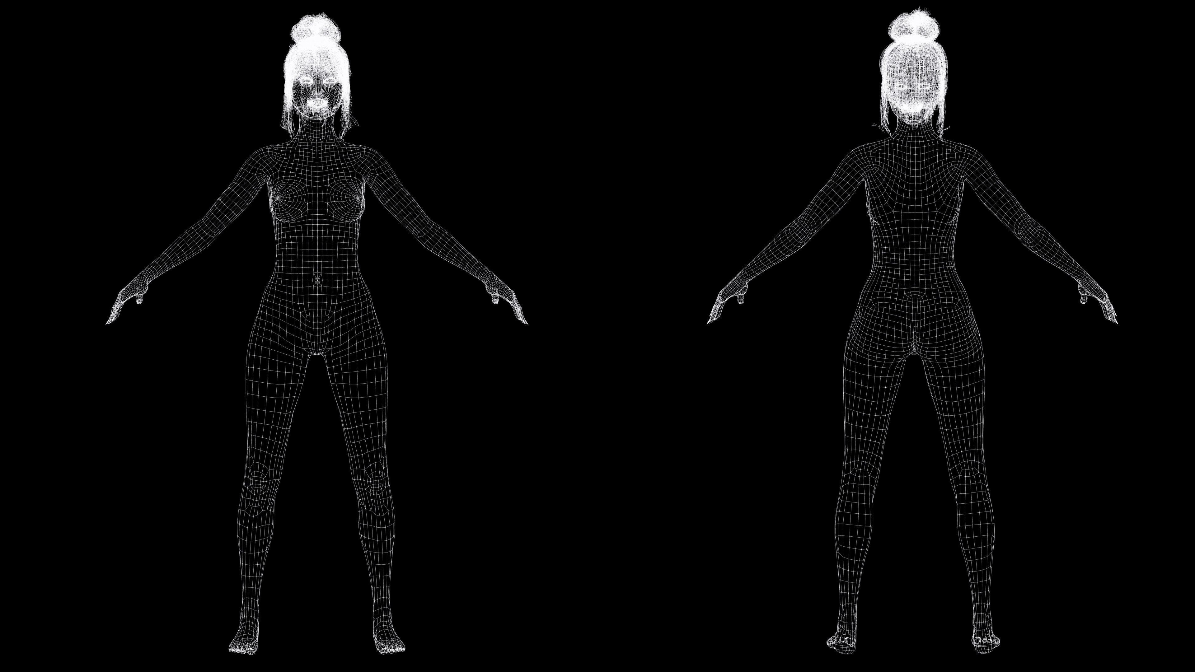 Mei Ling Realistic Asian Woman with Two Outfits Low-poly 3D model_21