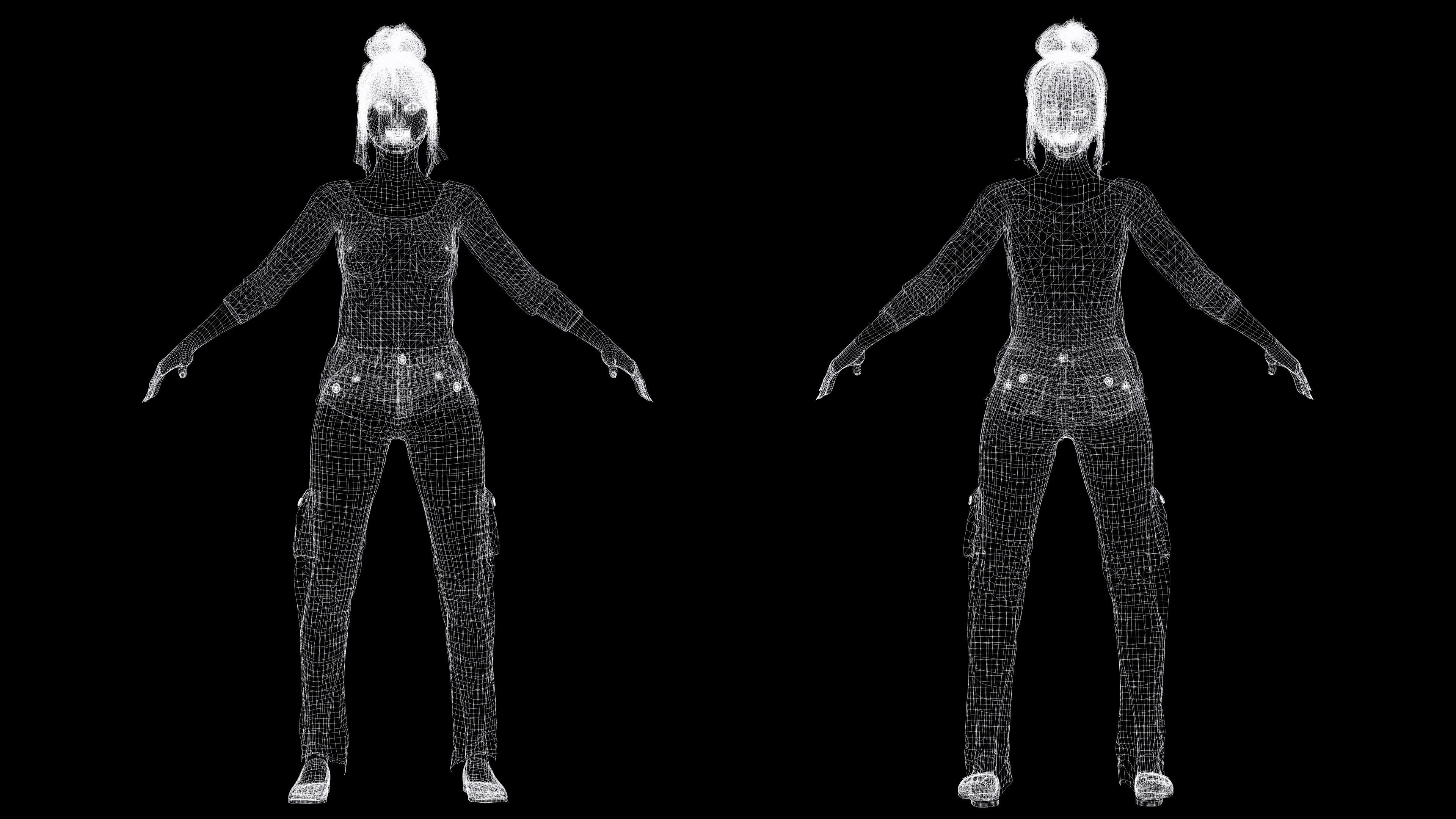 Mei Ling Realistic Asian Woman with Two Outfits Low-poly 3D model_22