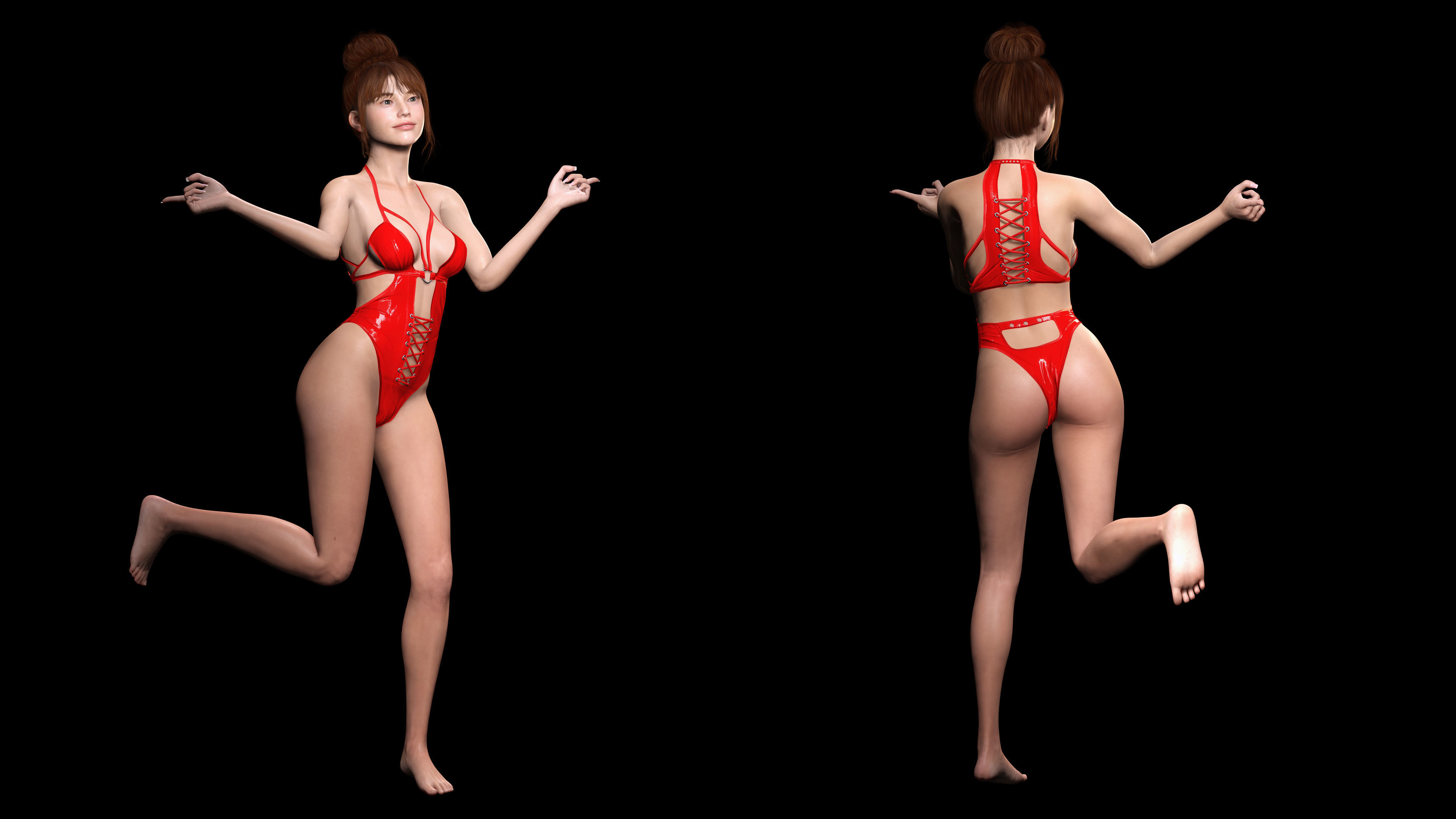 Mei Ling Realistic Asian Woman with Two Outfits Low-poly 3D model_6
