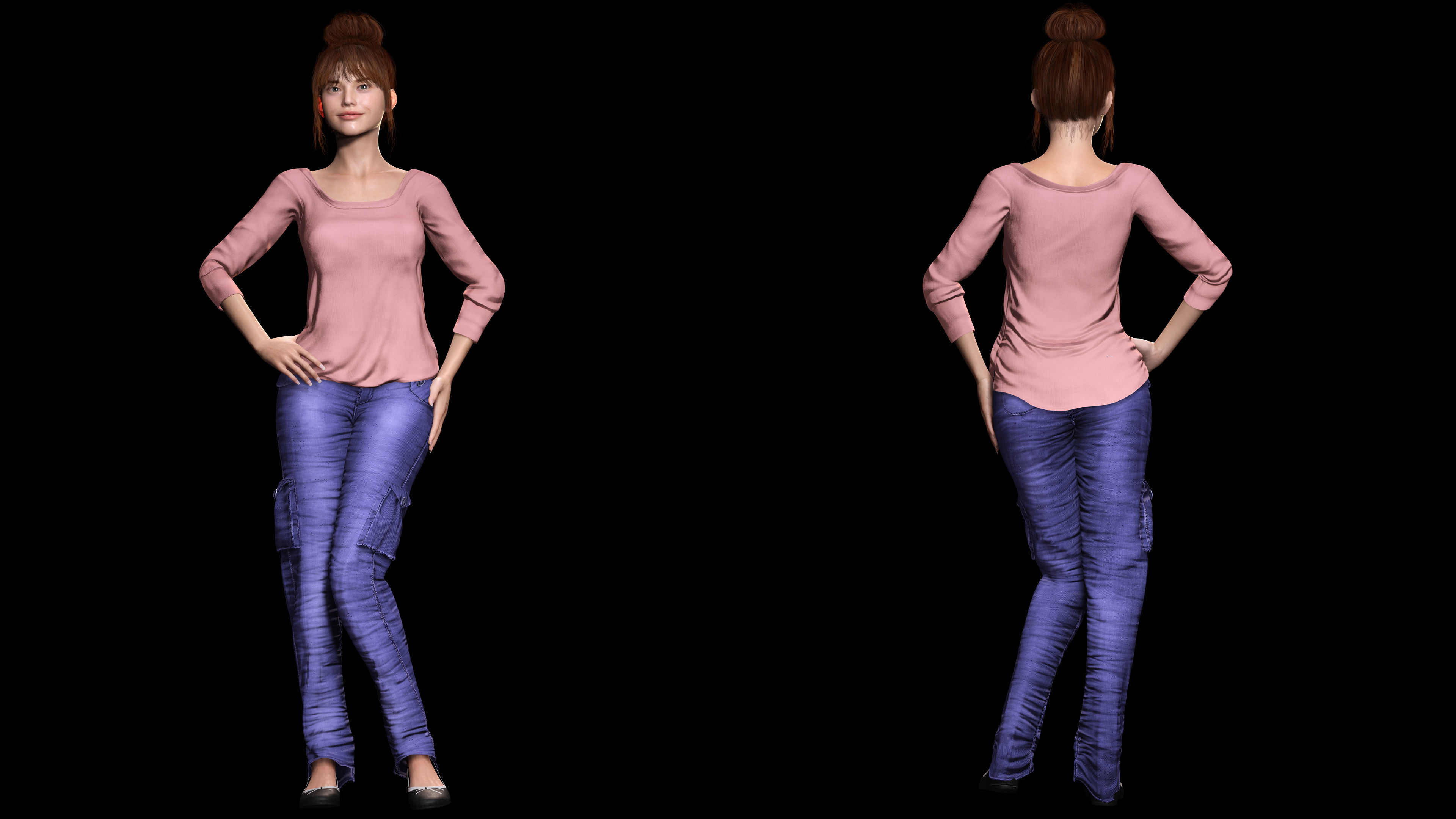 Mei Ling Realistic Asian Woman with Two Outfits Low-poly 3D model_3