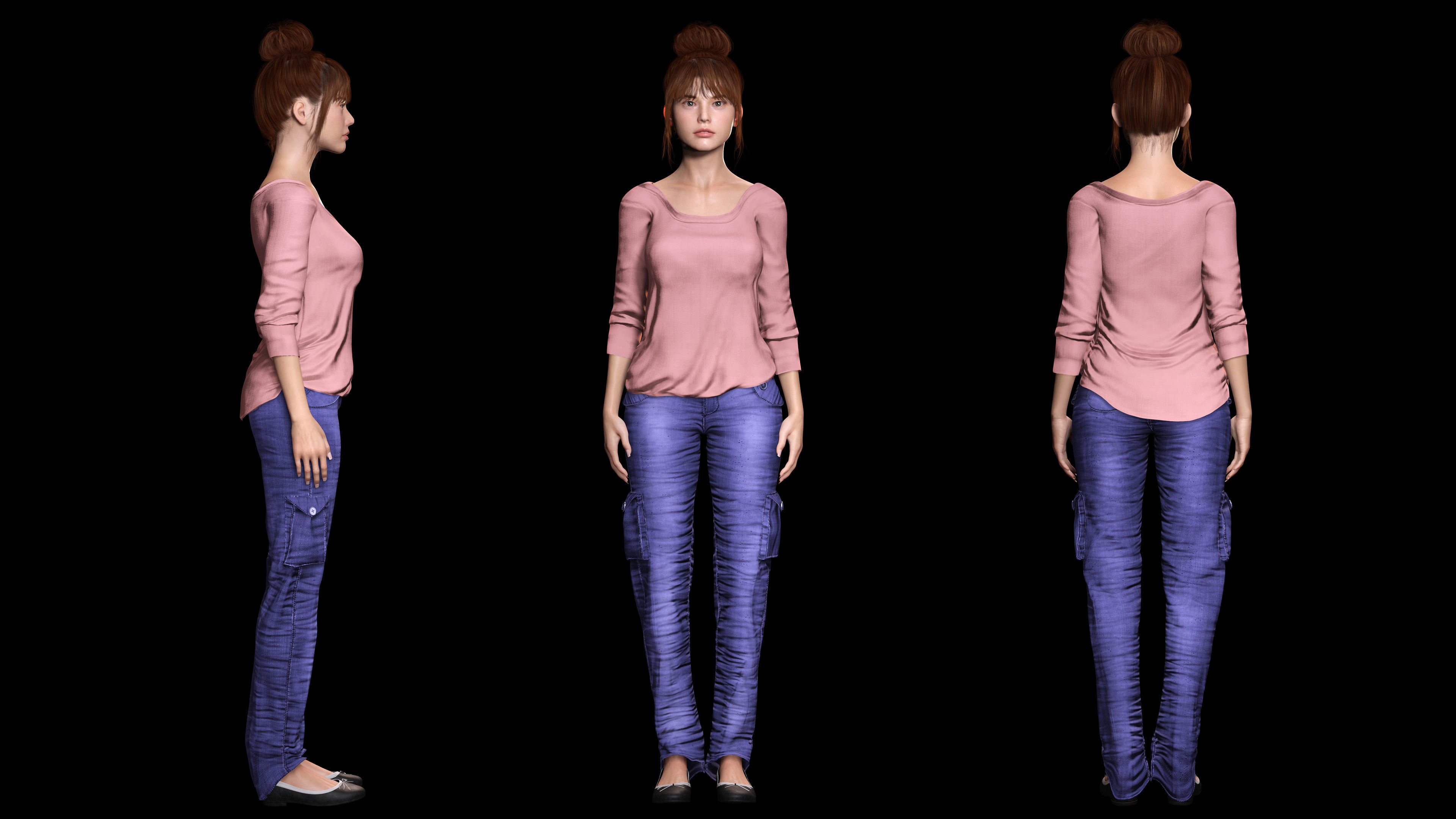 Mei Ling Realistic Asian Woman with Two Outfits Low-poly 3D model_2