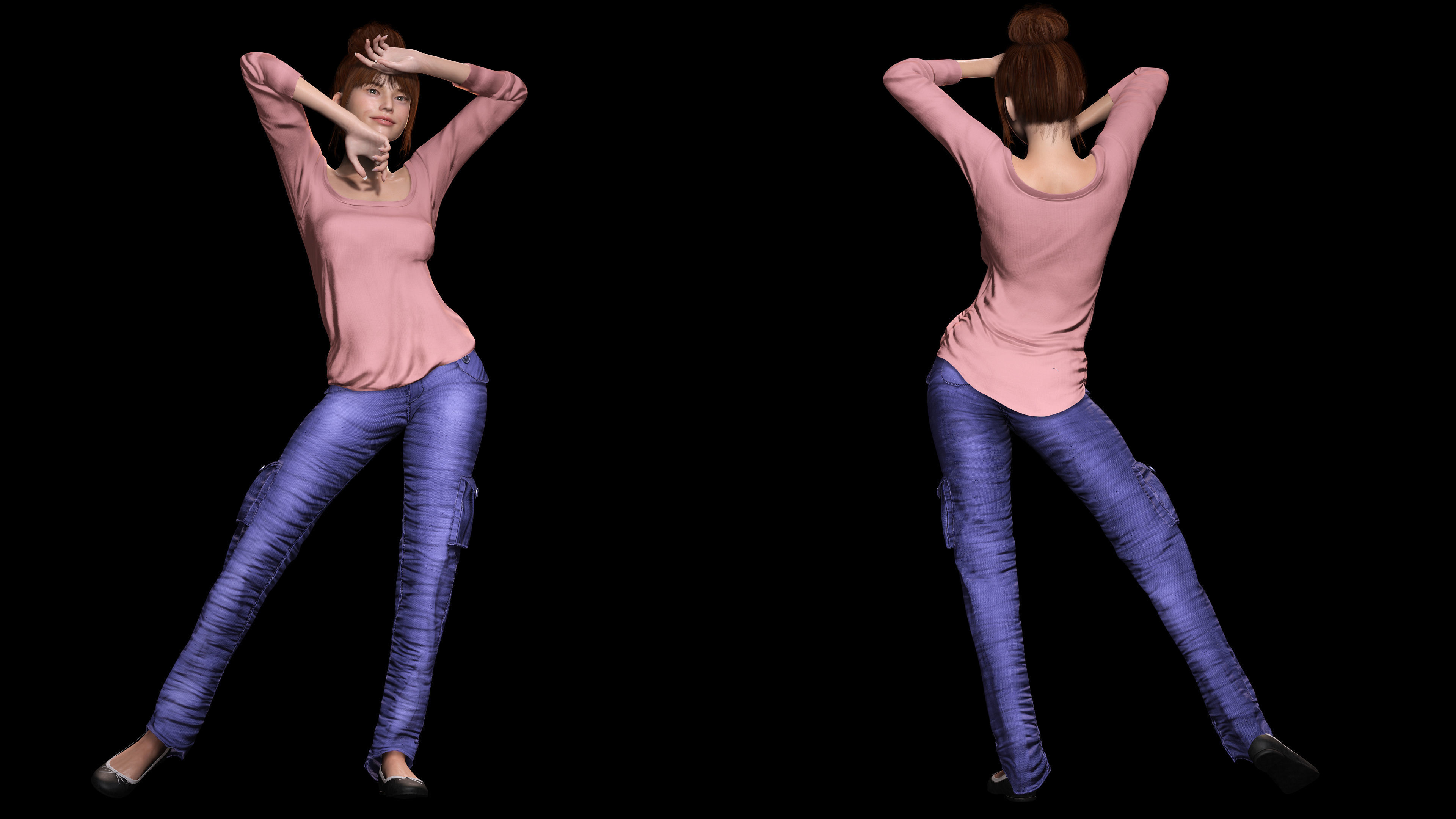Mei Ling Realistic Asian Woman with Two Outfits Low-poly 3D model_4