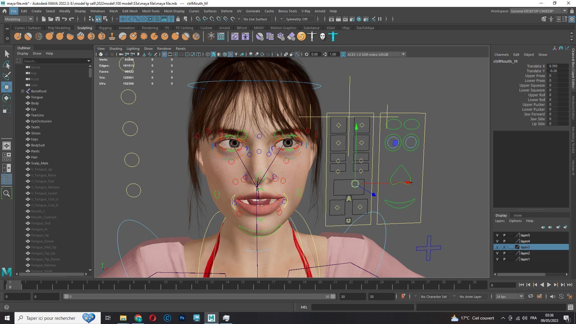 Mei Ling Realistic Asian Woman with Two Outfits Low-poly 3D model_23