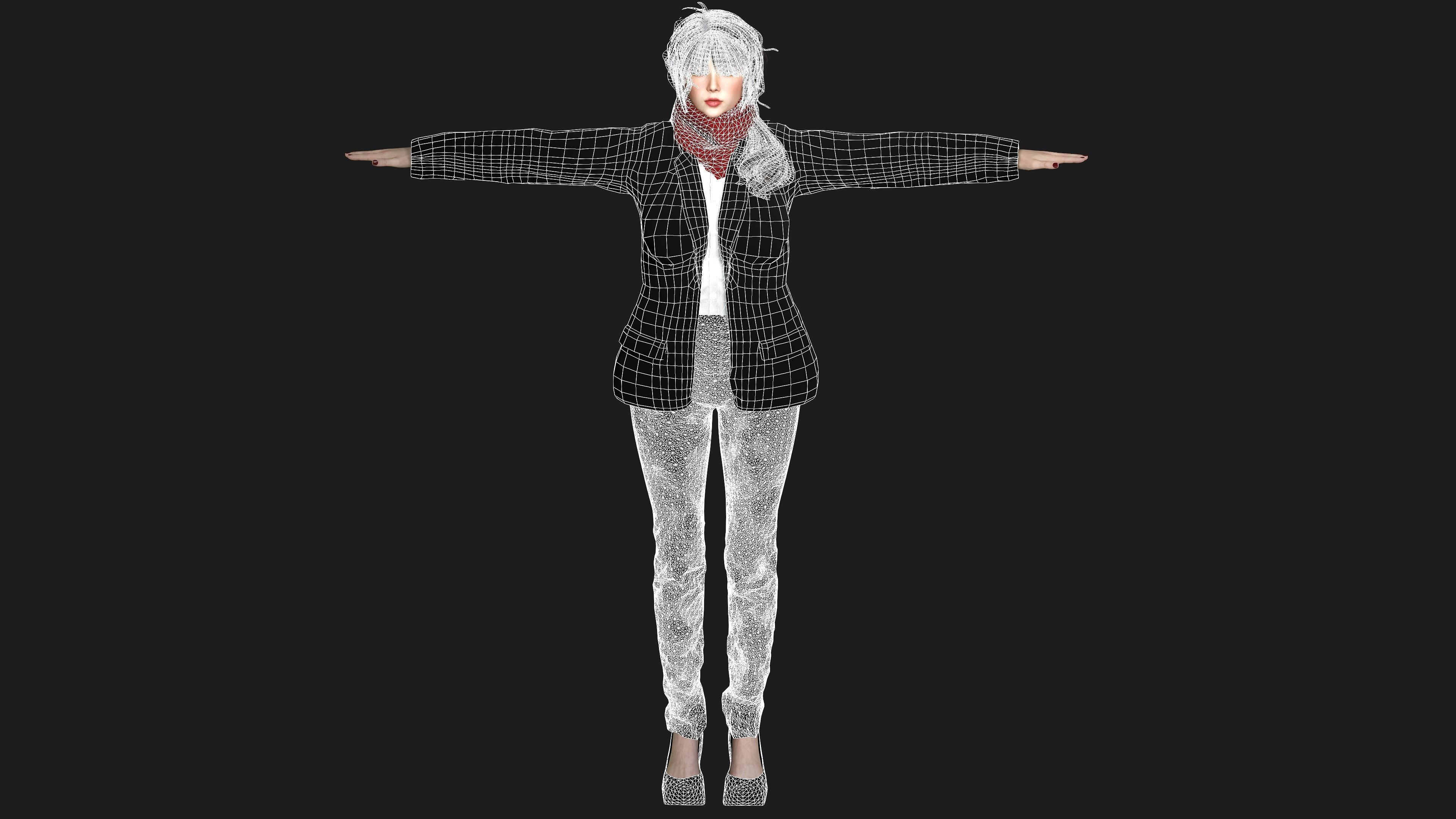3D ASIAN FEMALE BUSINESSWOMAN WORKER- REALISTIC GAME CHARACTER Low-poly 3D model_26