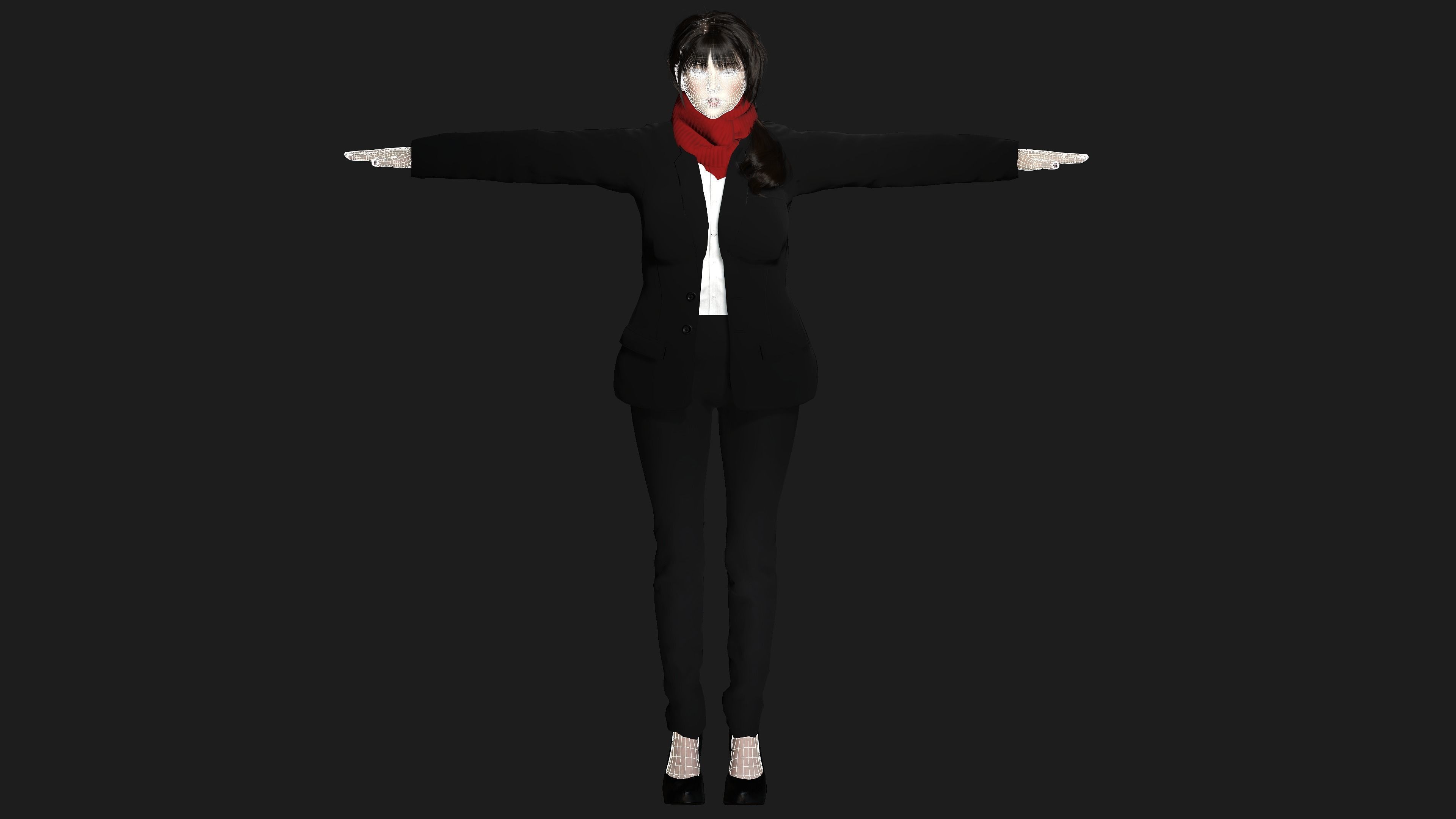 3D ASIAN FEMALE BUSINESSWOMAN WORKER- REALISTIC GAME CHARACTER Low-poly 3D model_27