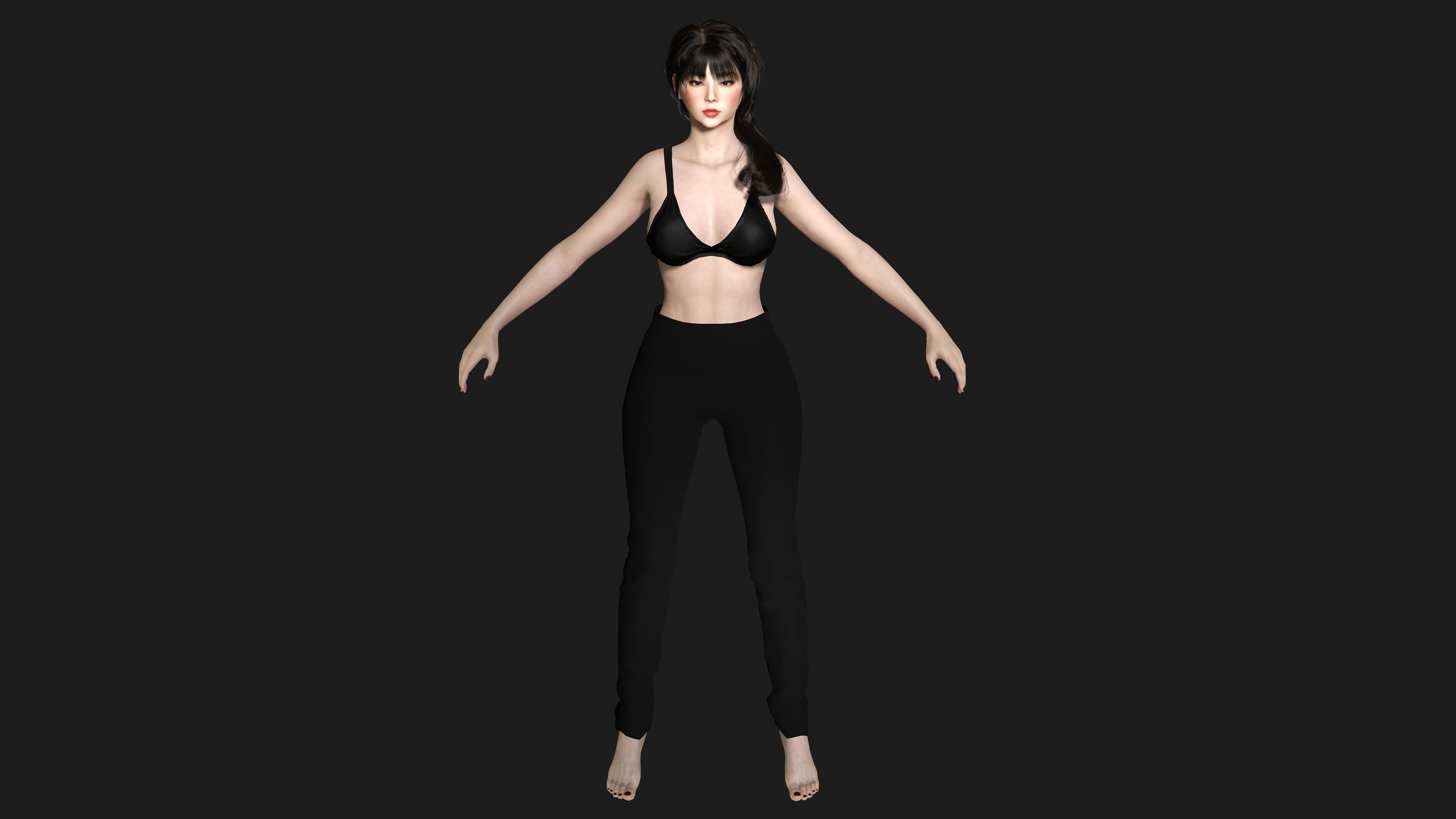 3D ASIAN FEMALE BUSINESSWOMAN WORKER- REALISTIC GAME CHARACTER Low-poly 3D model_23