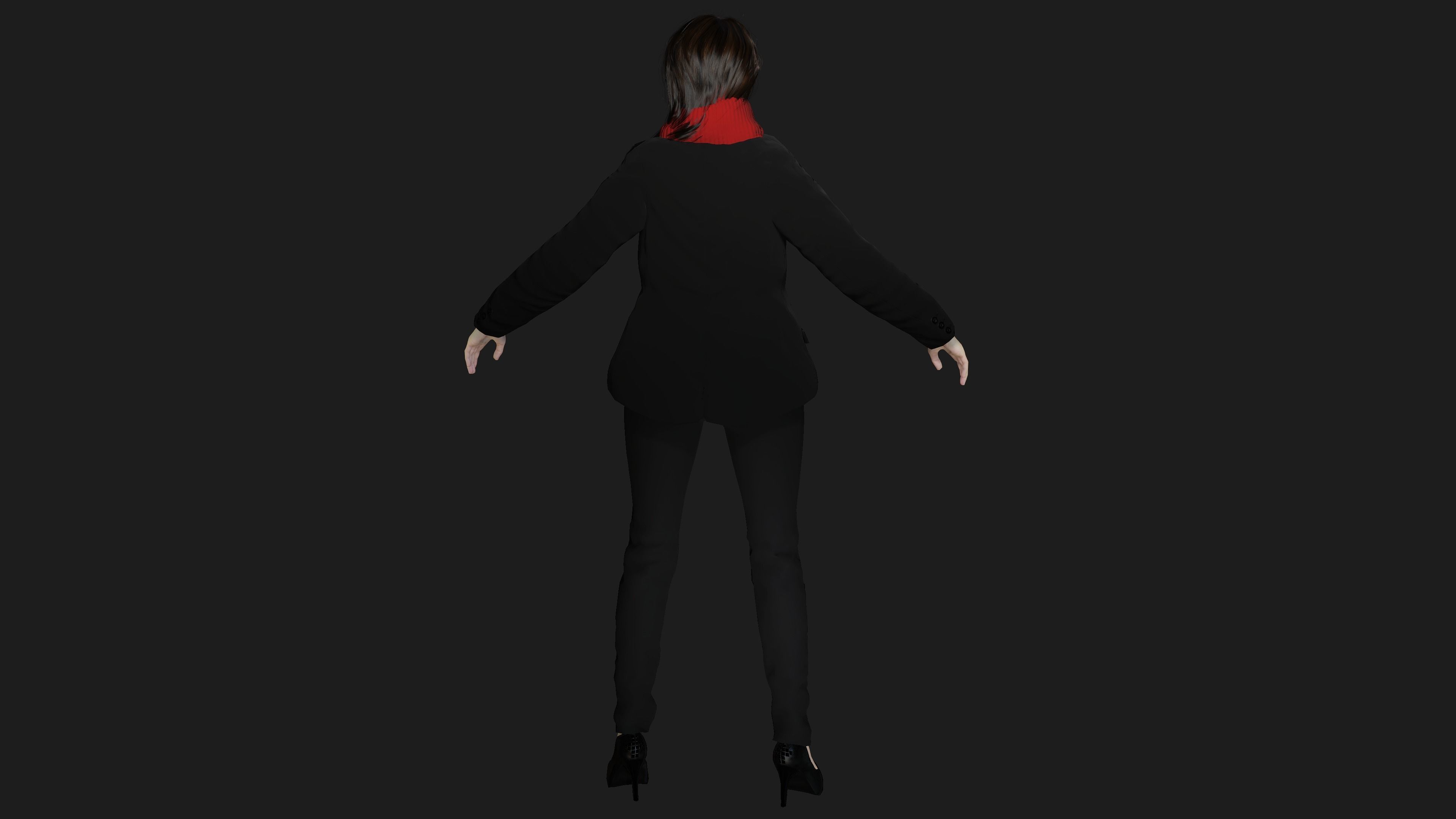 3D ASIAN FEMALE BUSINESSWOMAN WORKER- REALISTIC GAME CHARACTER Low-poly 3D model_24