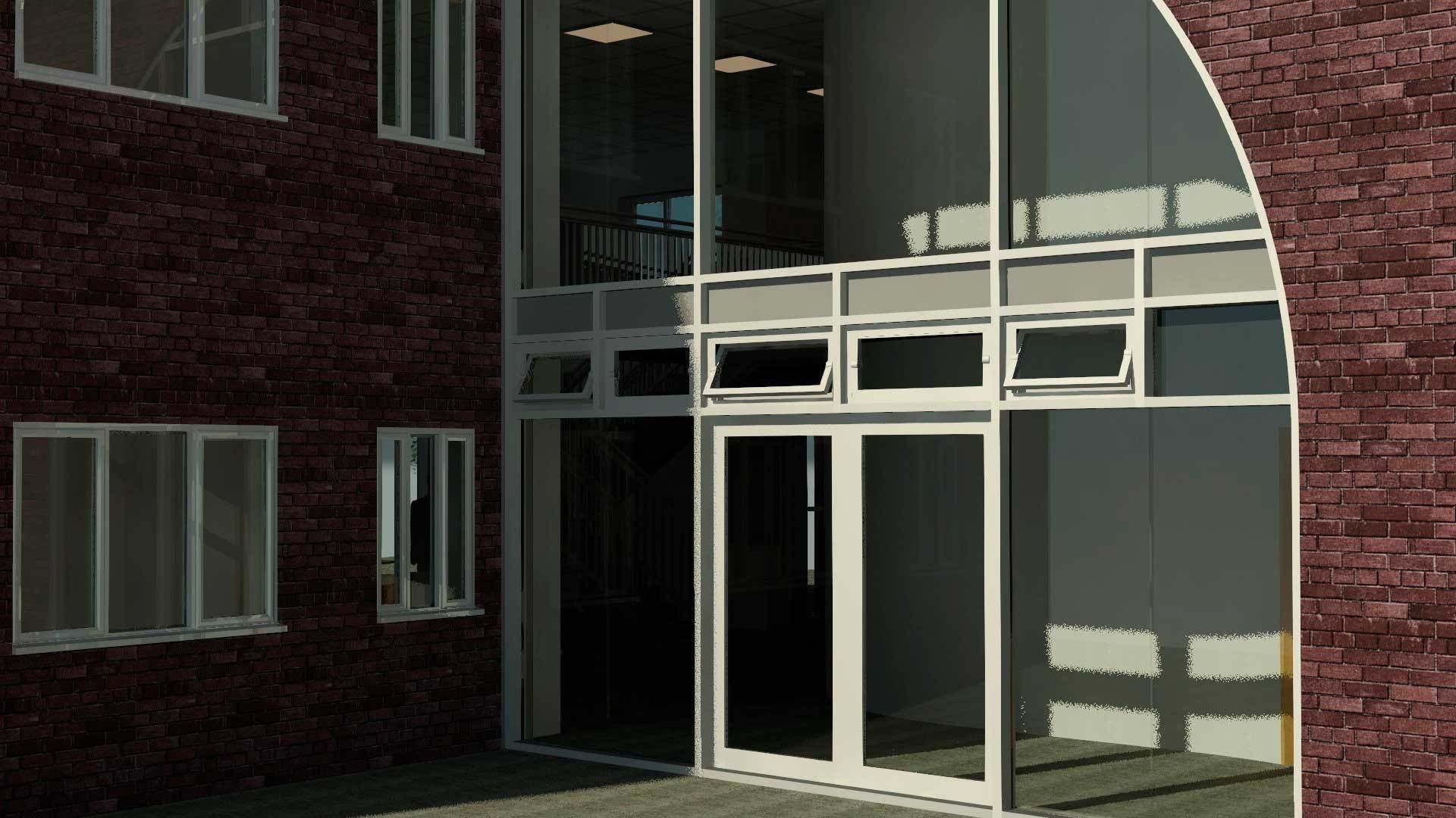 Curtain Wall Panel Pivot Window Revit Family 3D model_2
