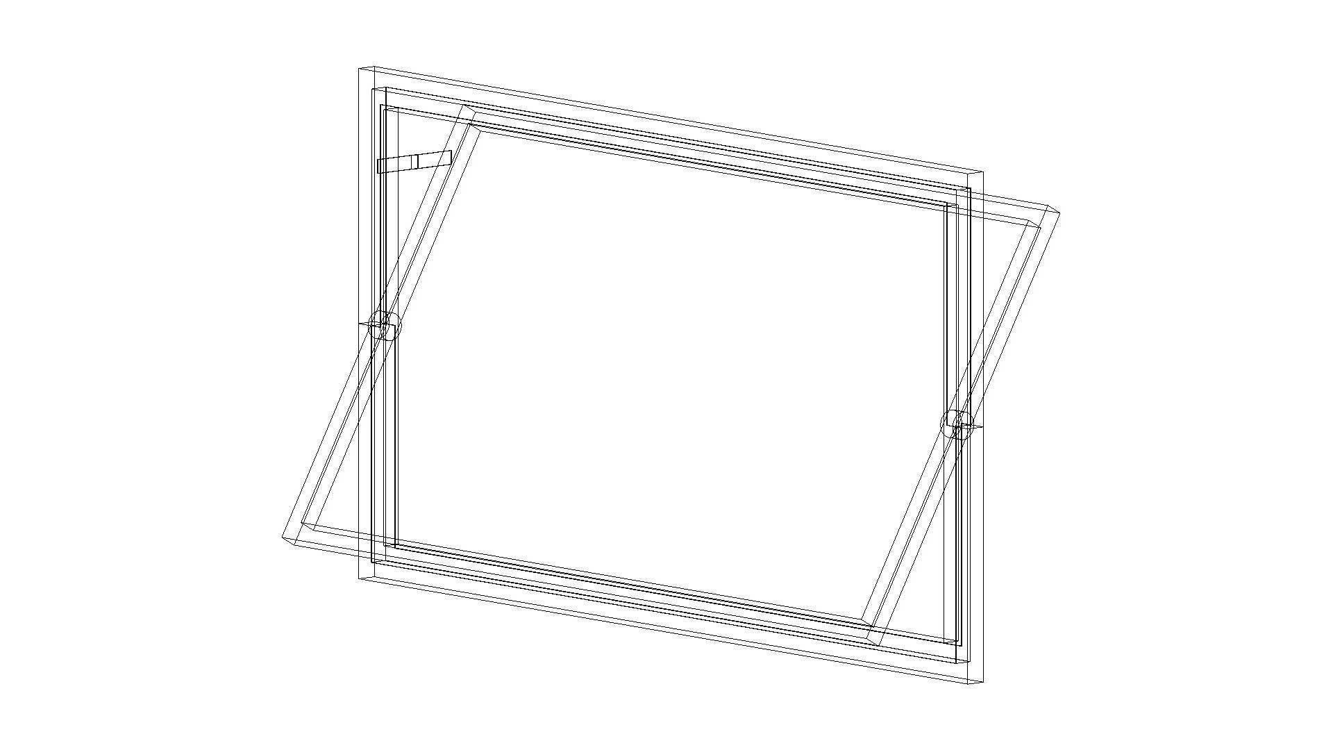 Curtain Wall Panel Pivot Window Revit Family 3D model_6