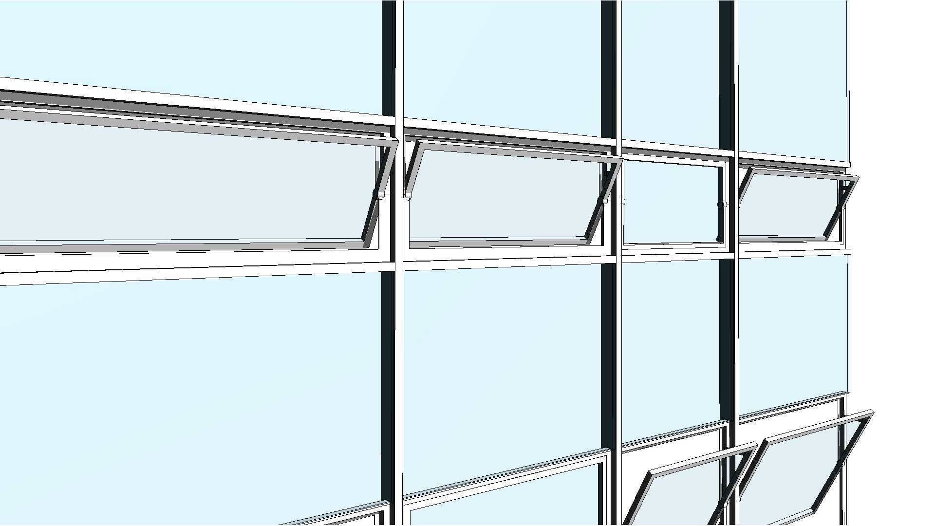 Curtain Wall Panel Pivot Window Revit Family 3D model_3