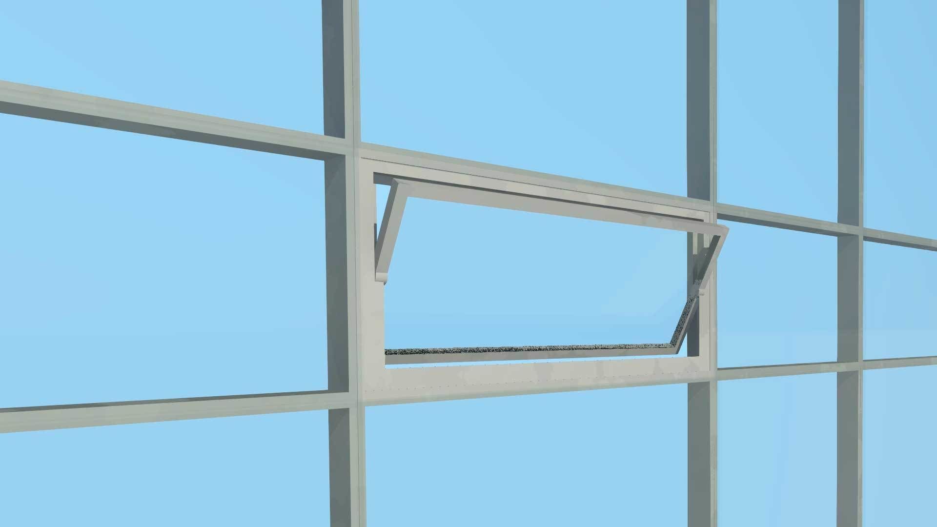 Curtain Wall Panel Pivot Window Revit Family 3D model_1
