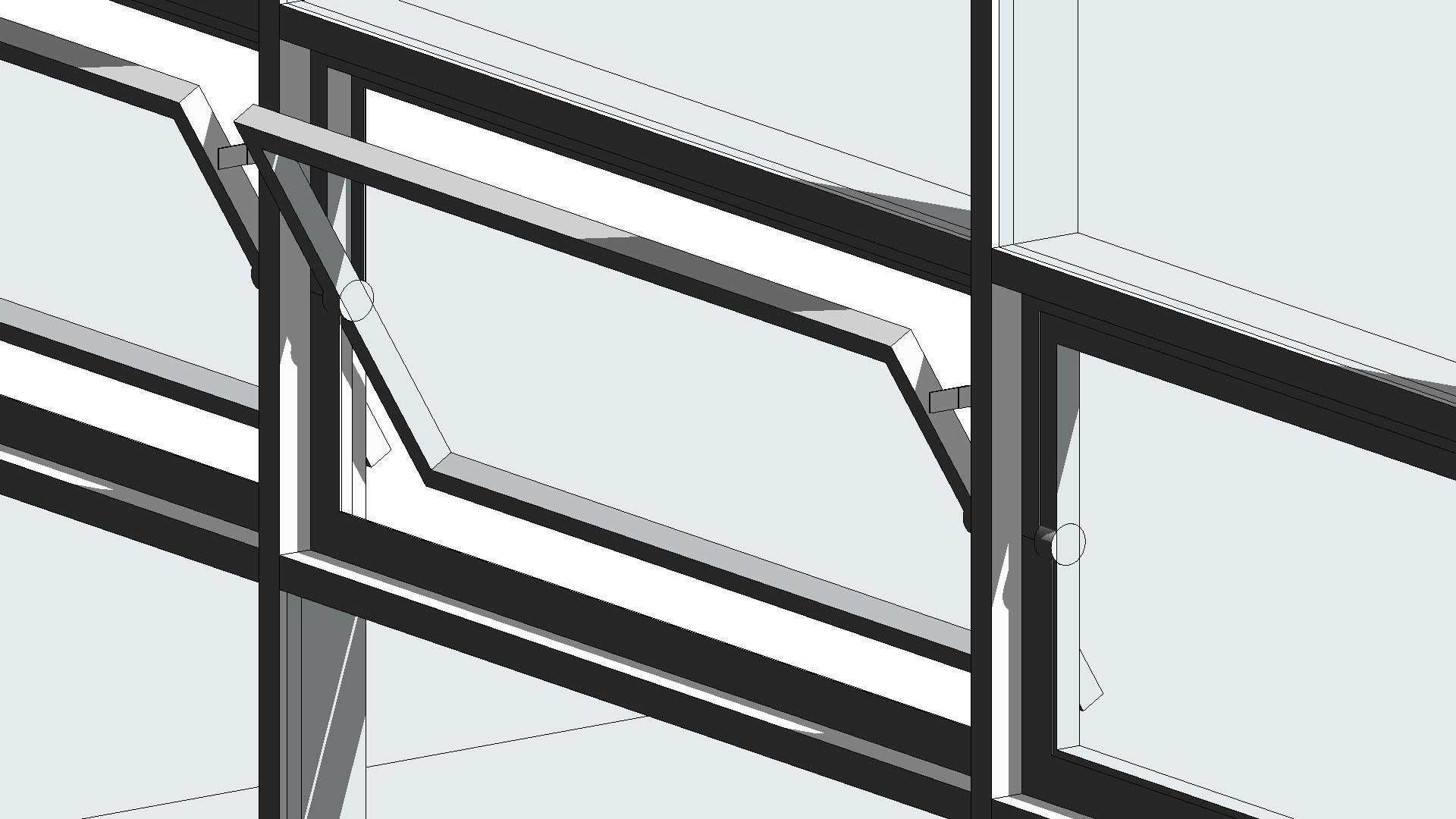 Curtain Wall Panel Pivot Window Revit Family 3D model_4