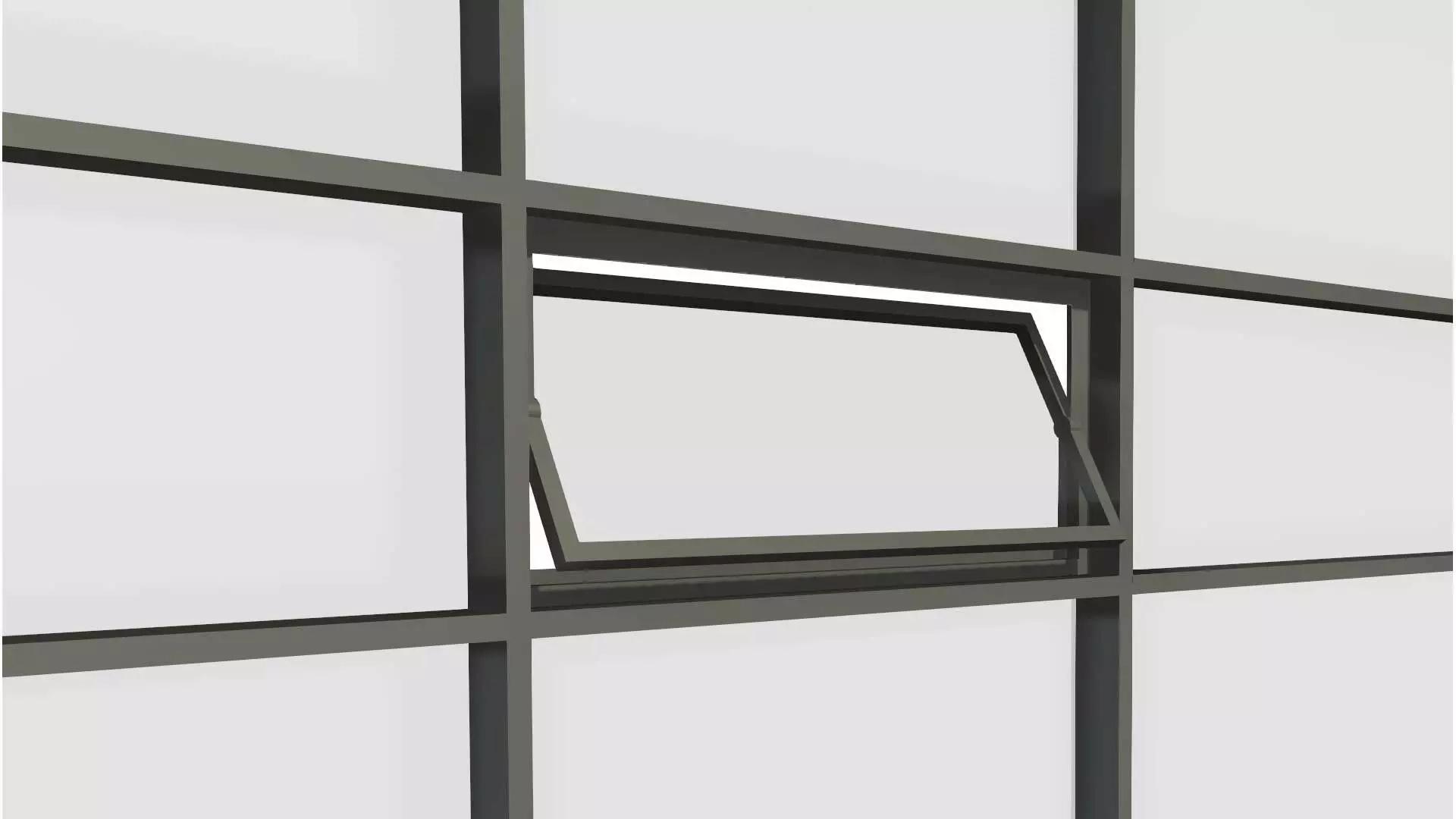 Curtain Wall Panel Pivot Window Revit Family 3D model_0