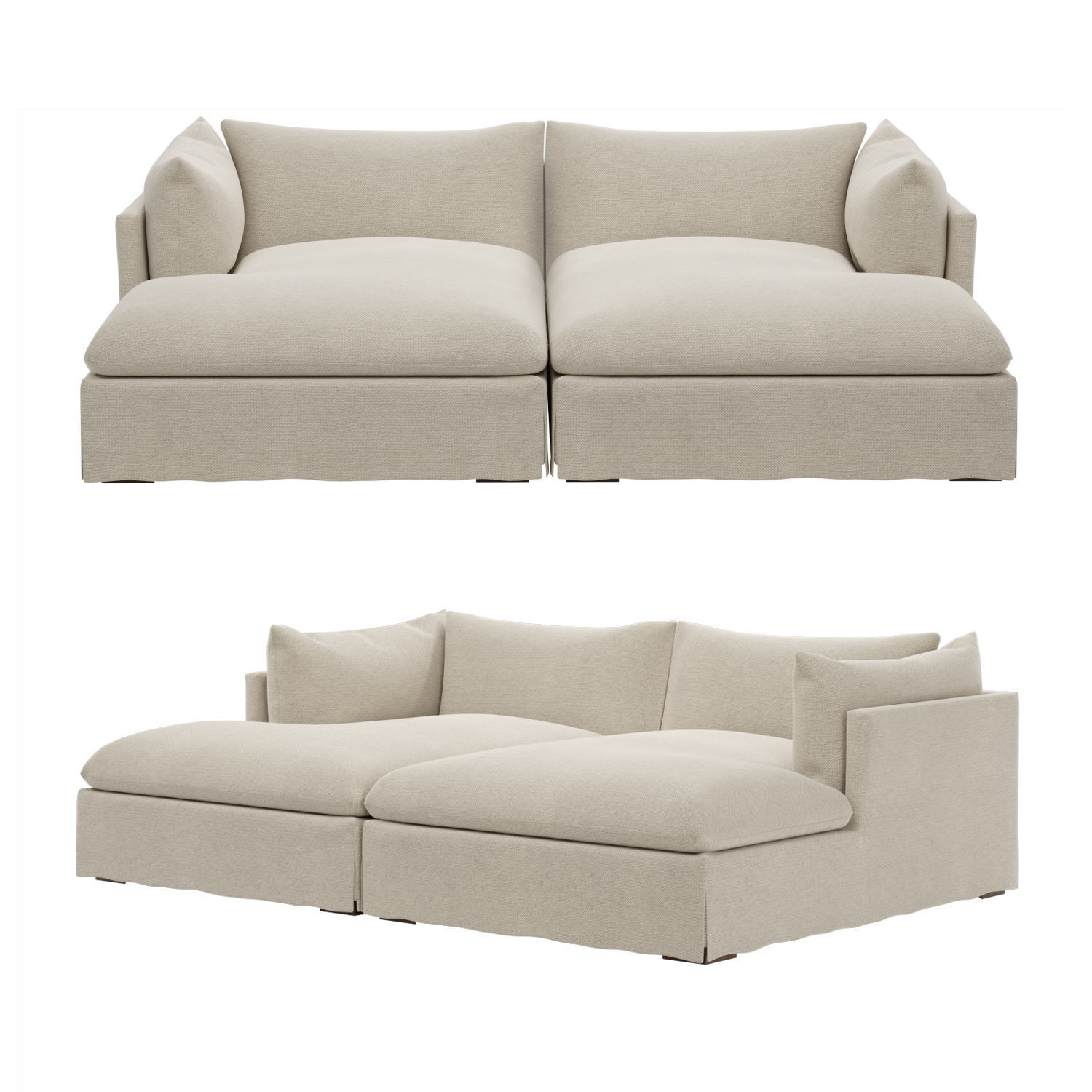 Four Hands Atelier Habitat Double Chaise Sectional 3D model CGTrader