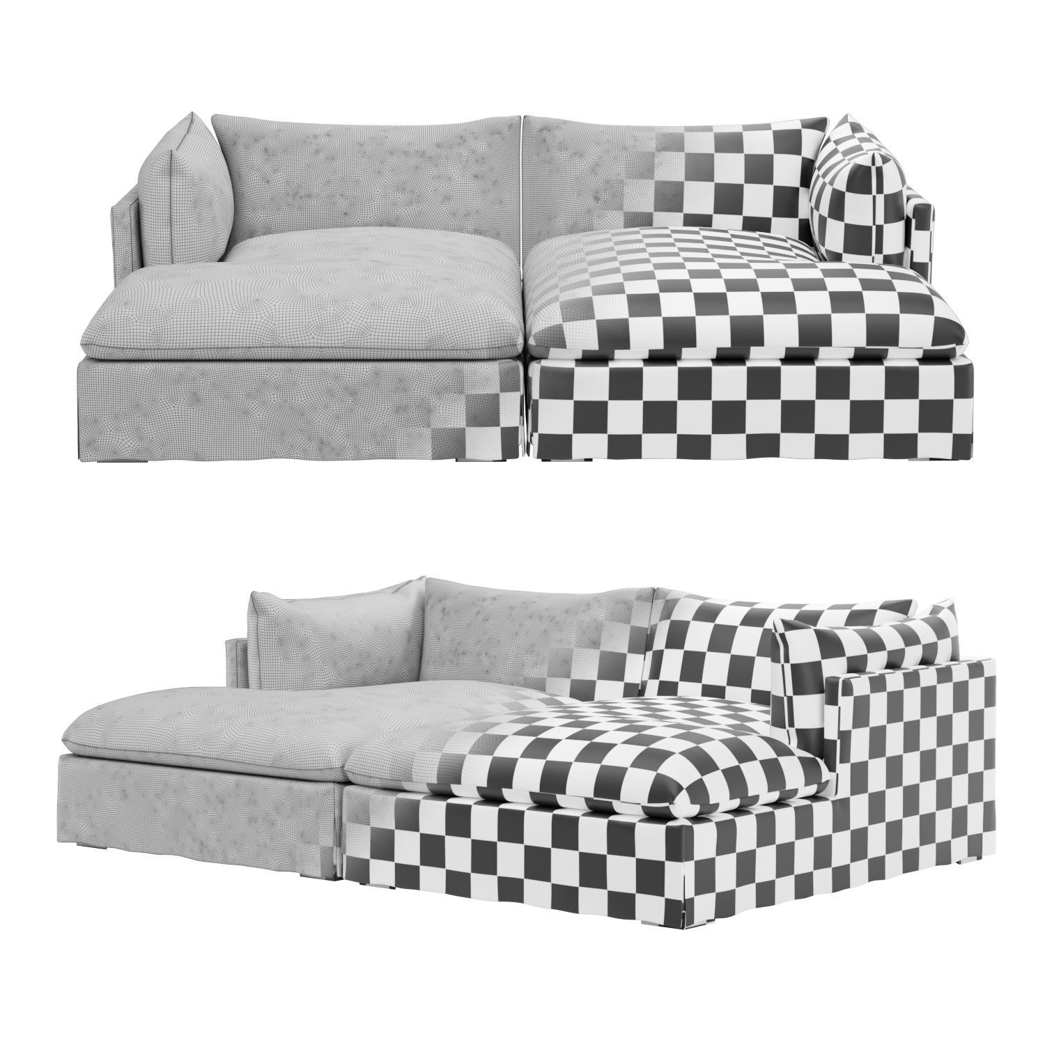 Four Hands Atelier Habitat Double Chaise Sectional 3D model CGTrader