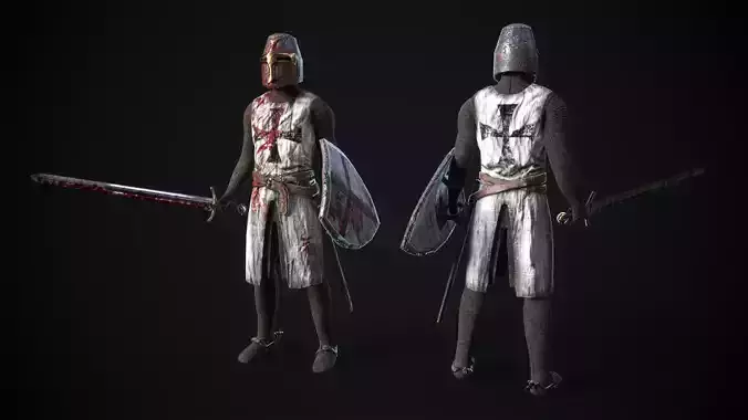 Crusader infantry Low-poly 3D model