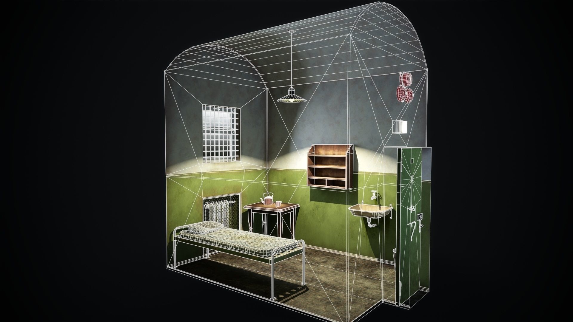 An old prison chamber Low-poly 3D model_2