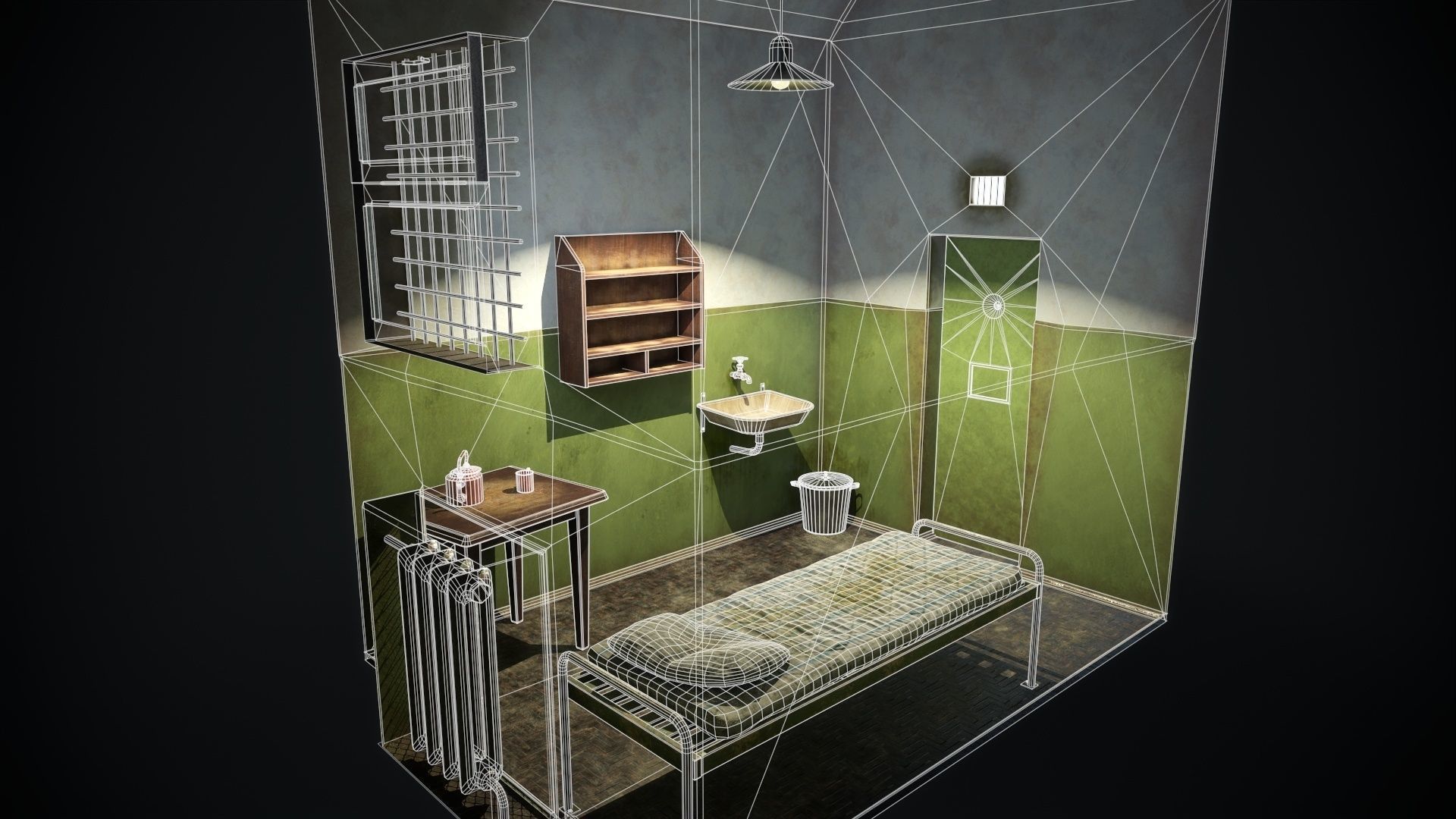 An old prison chamber Low-poly 3D model_4
