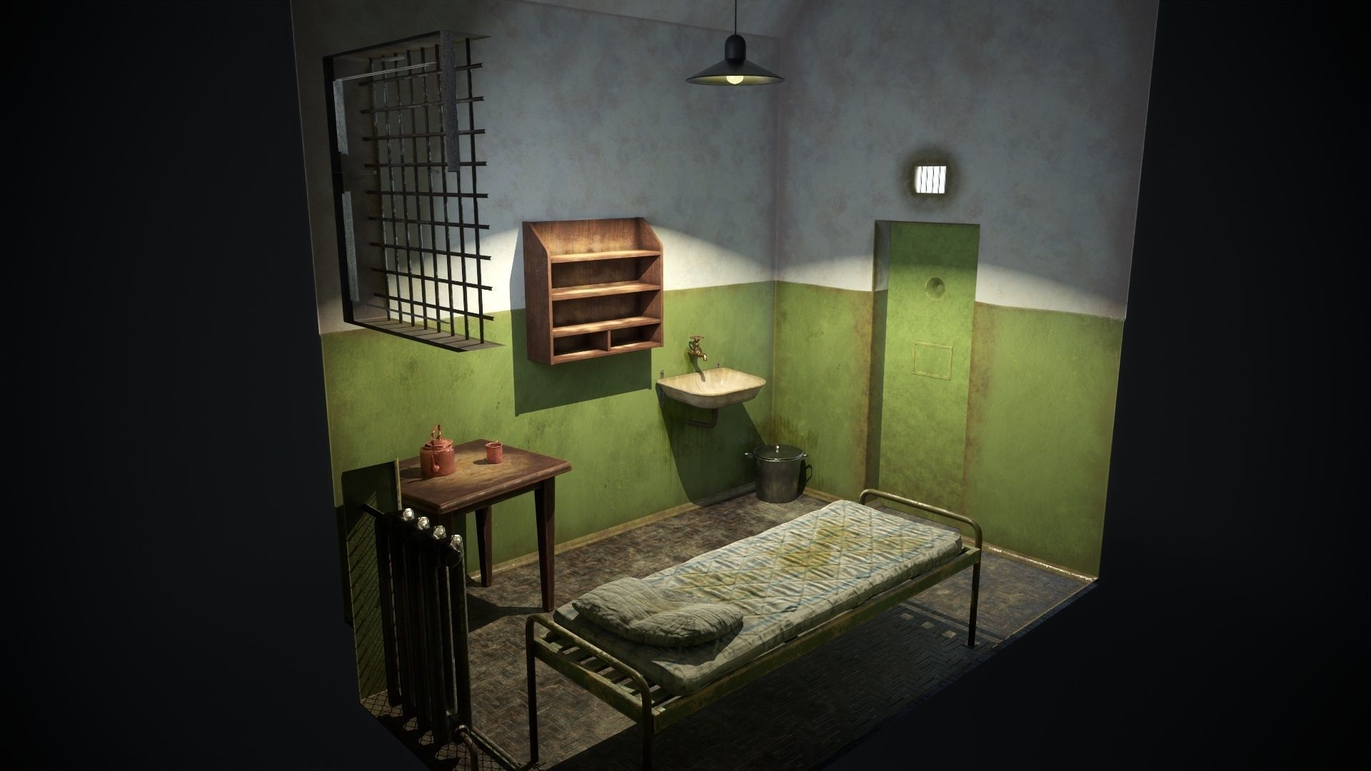 An old prison chamber Low-poly 3D model_3