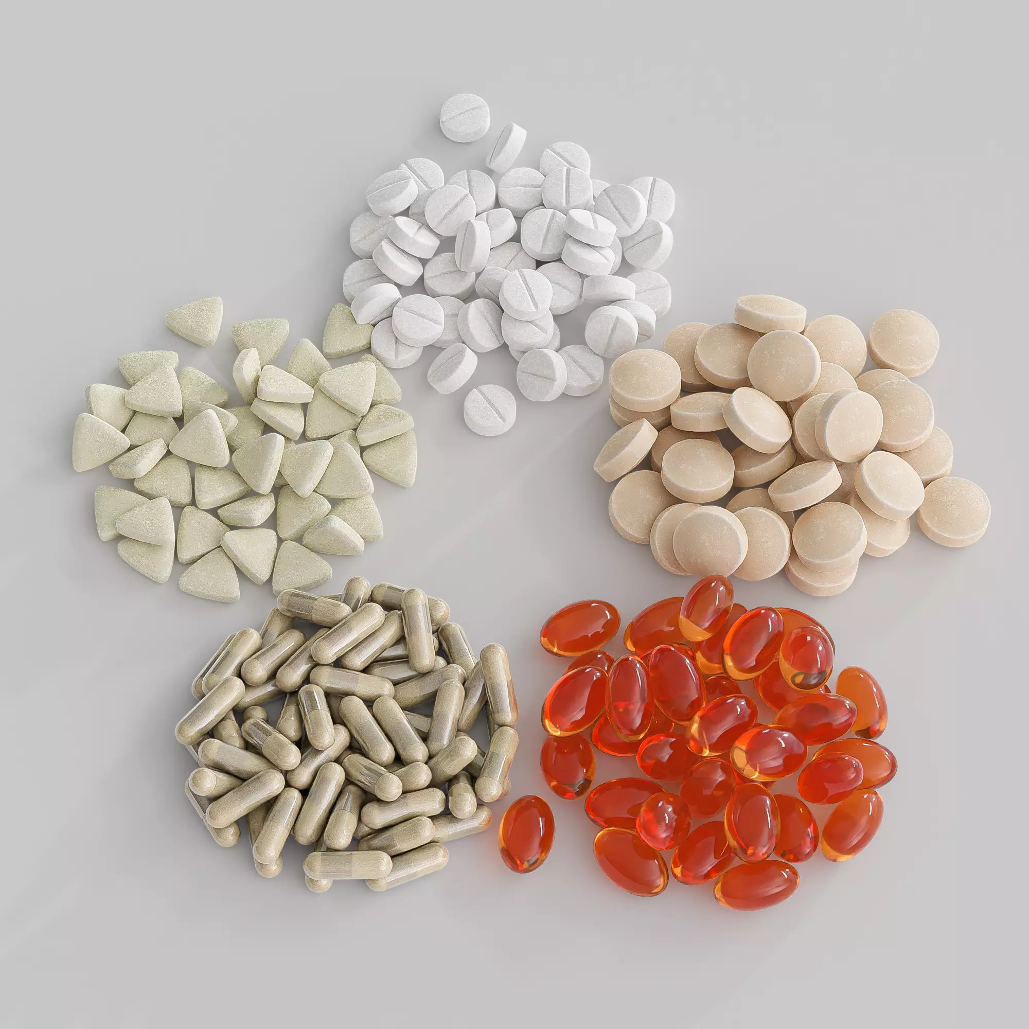 Pills and Tablets collection Low-poly 3D model_0
