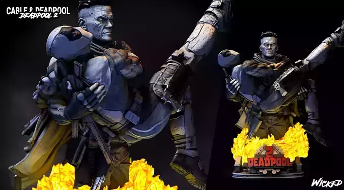 Wicked Marvel Deadpool and Cable Bust ready for 3d printing 3D print model