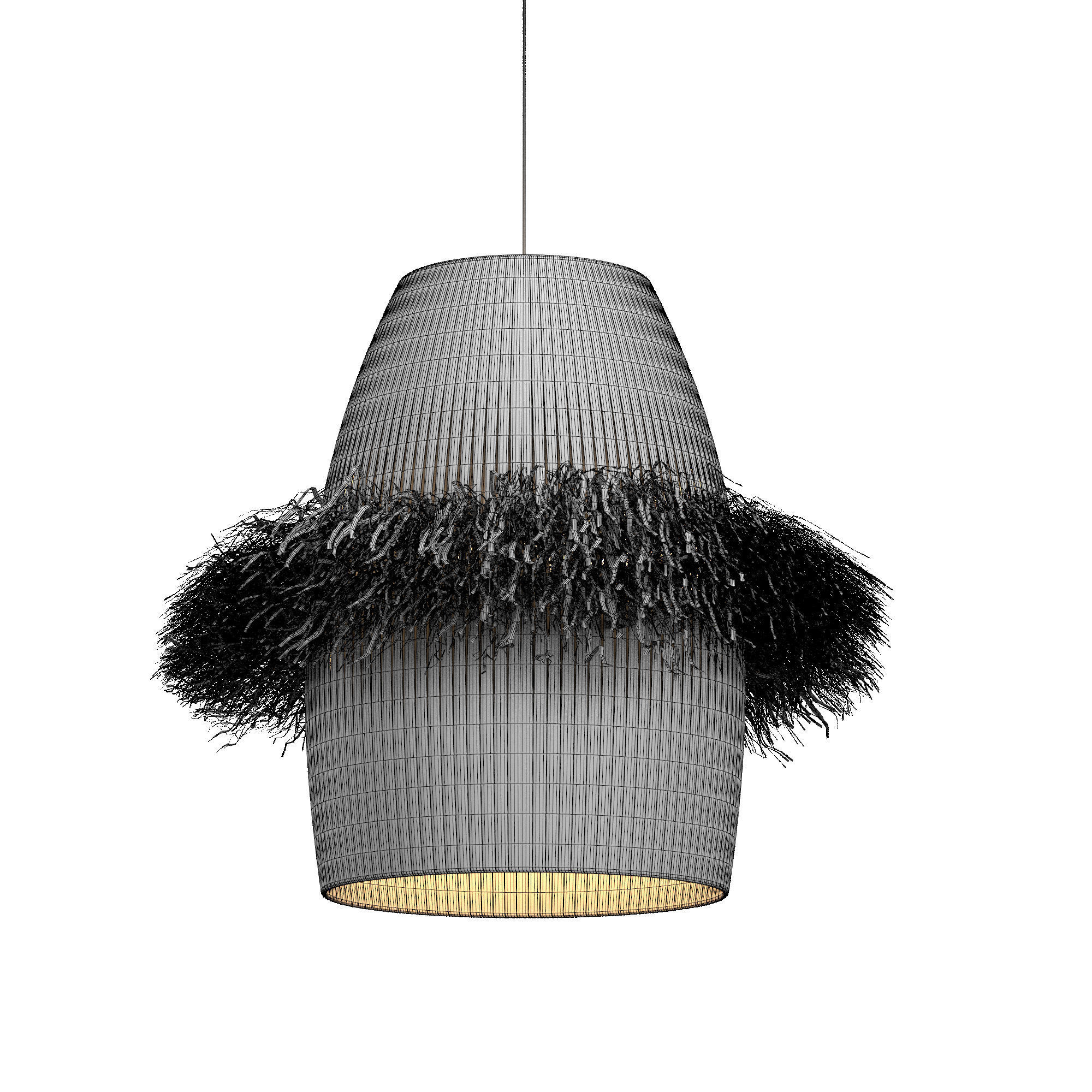 wicker lotus lamp 3D model_2