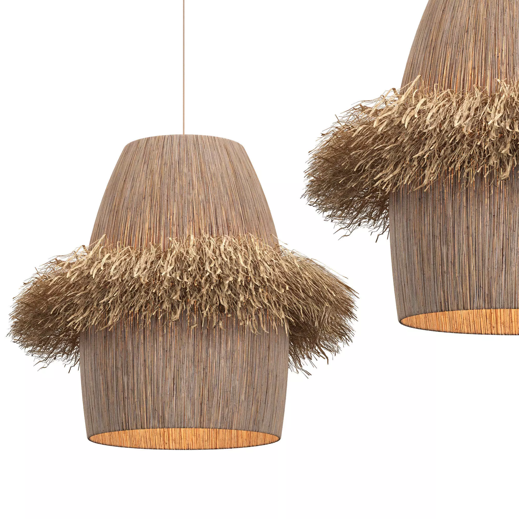 wicker lotus lamp 3D model_0