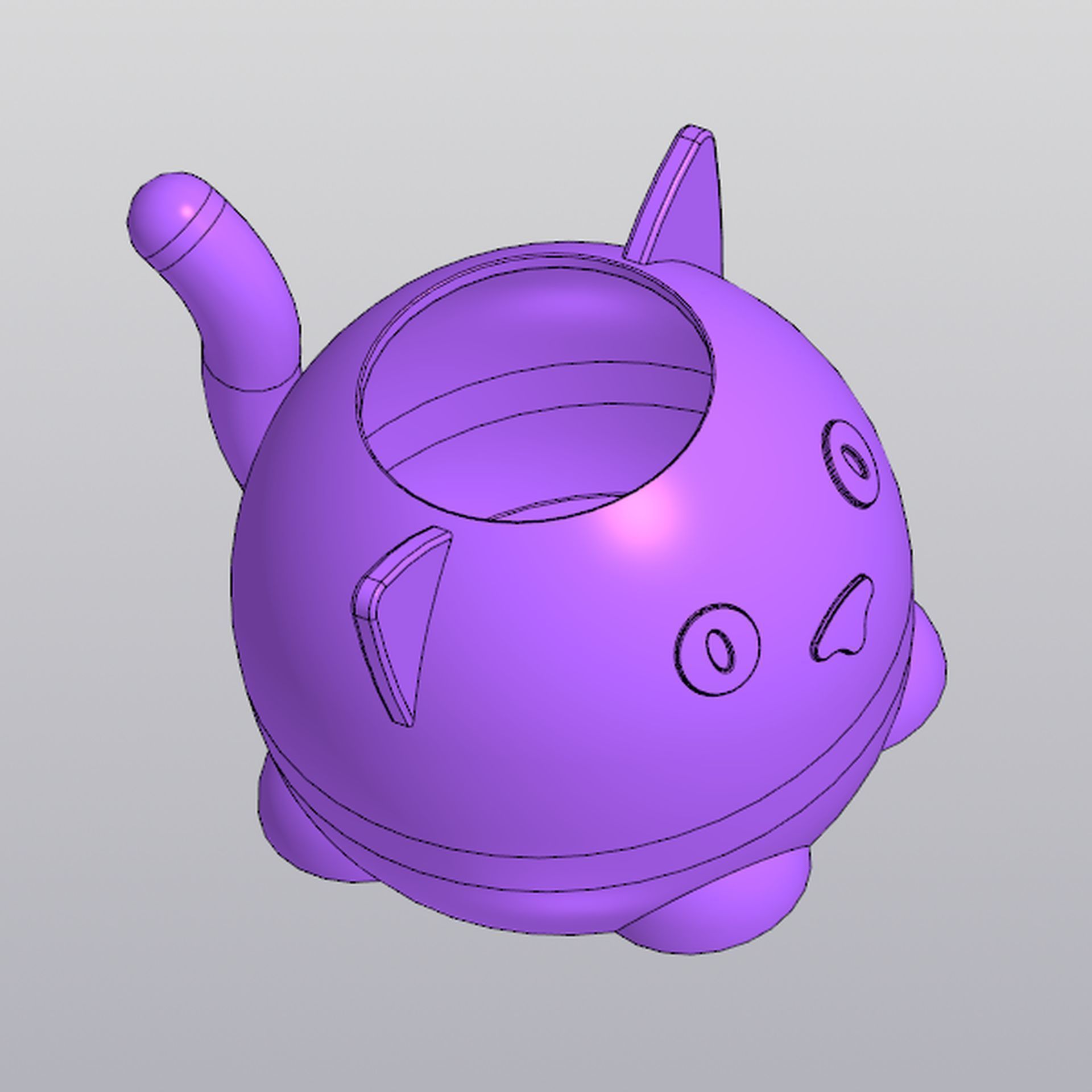 Male cat Vase Planter Penholder 3D print model_5