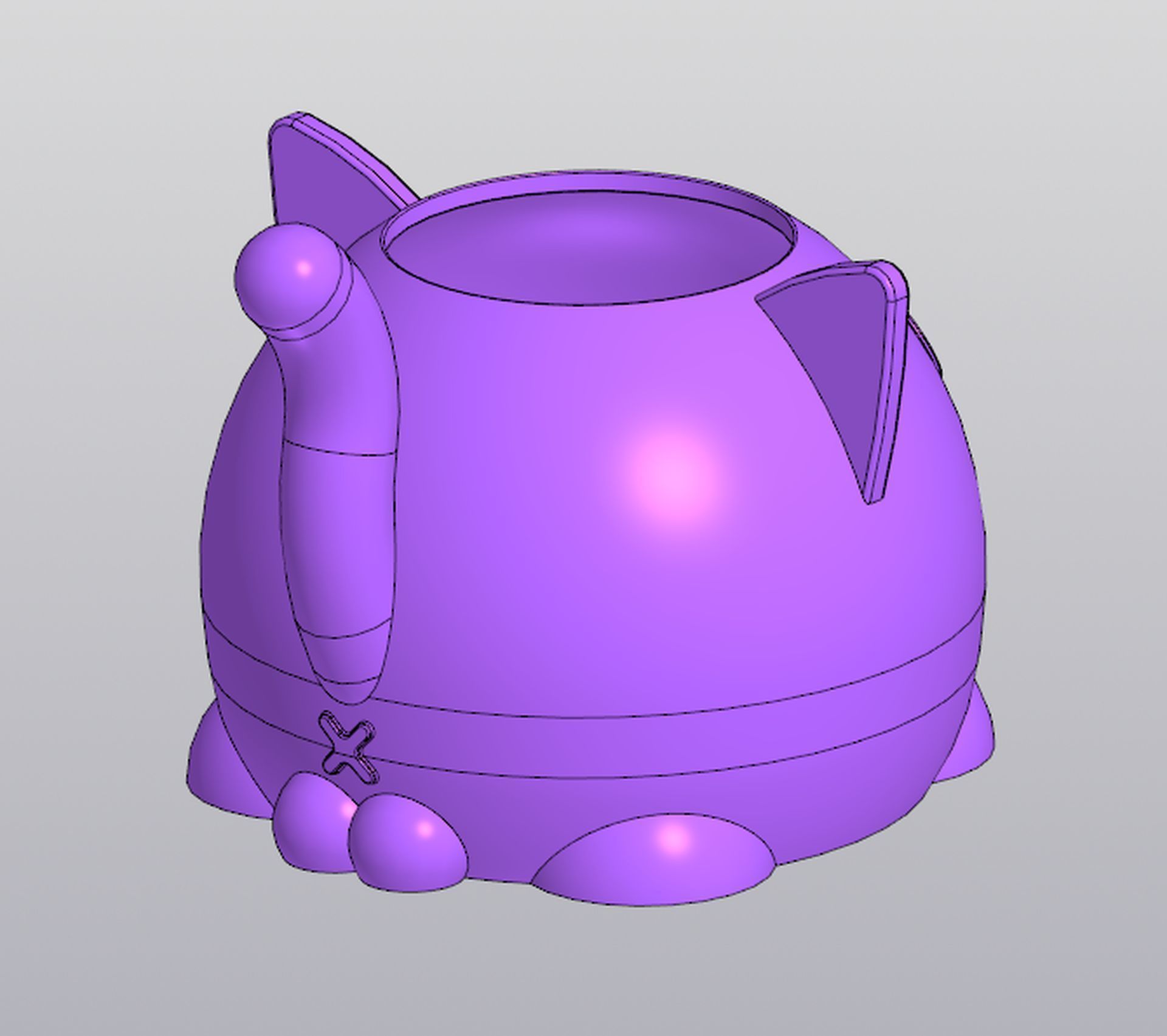 Male cat Vase Planter Penholder 3D print model_1