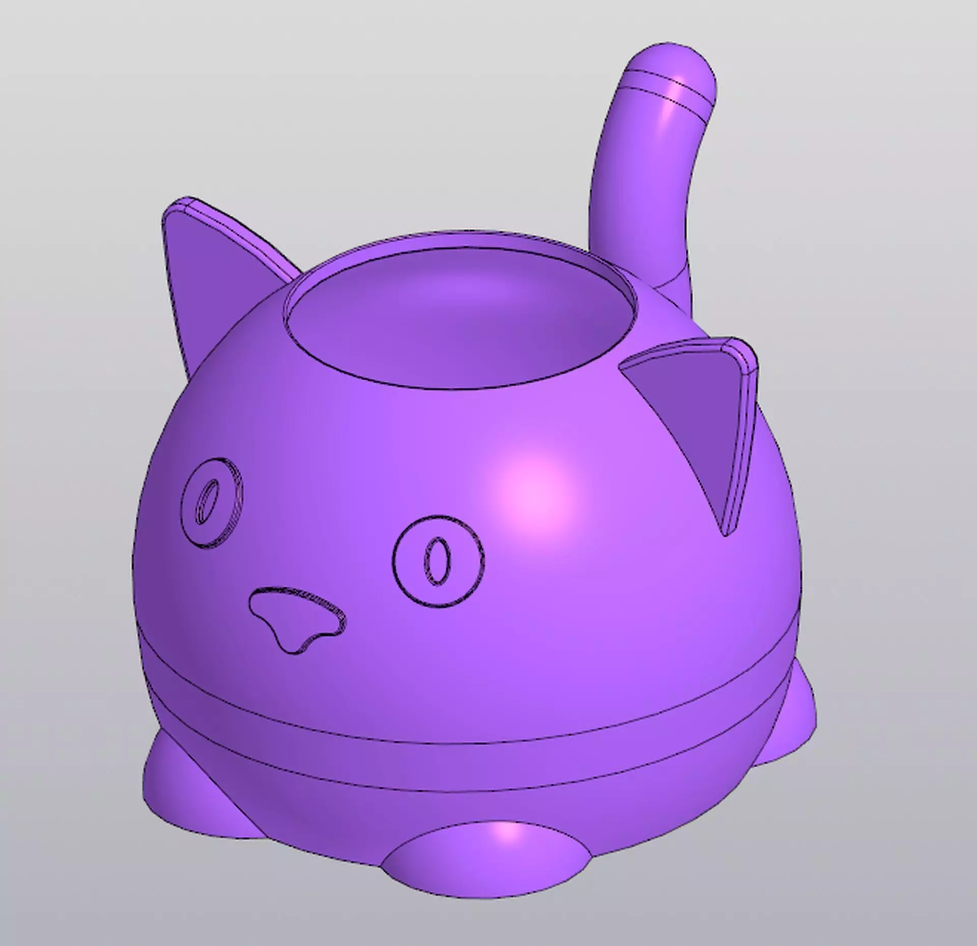 Male cat Vase Planter Penholder 3D print model_0